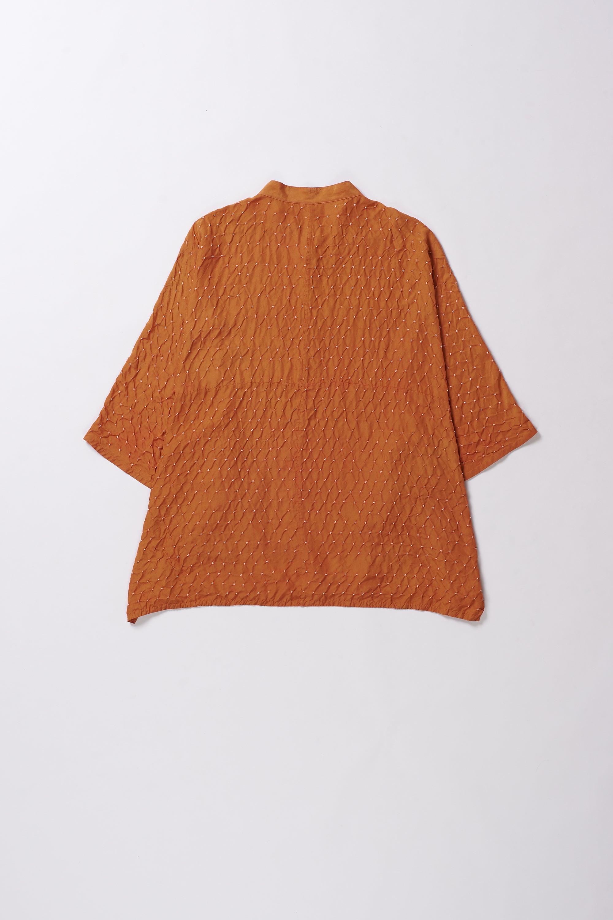 ORANGE RUST BANDHANI SILK SHIRT