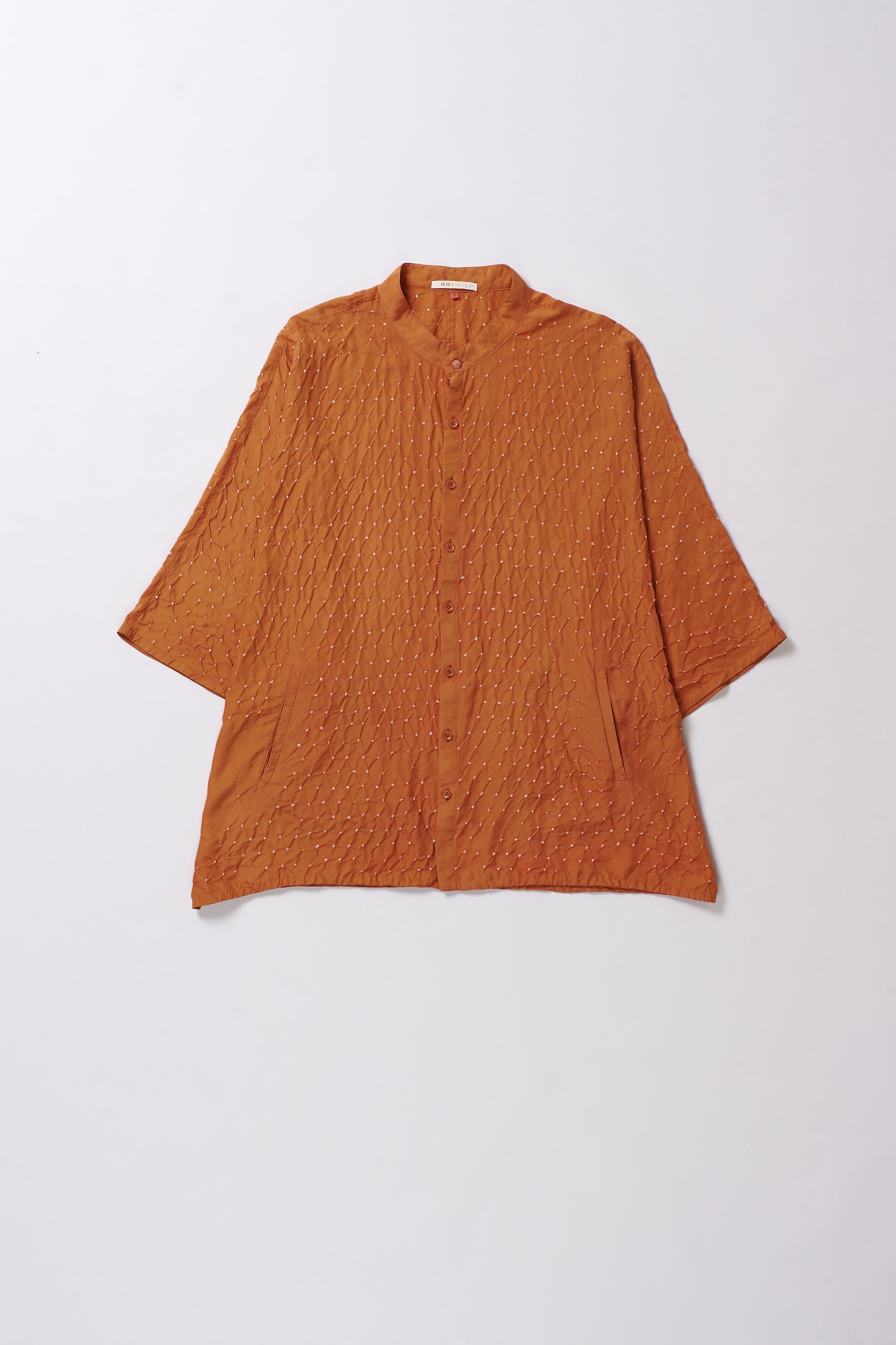 ORANGE RUST BANDHANI SILK SHIRT