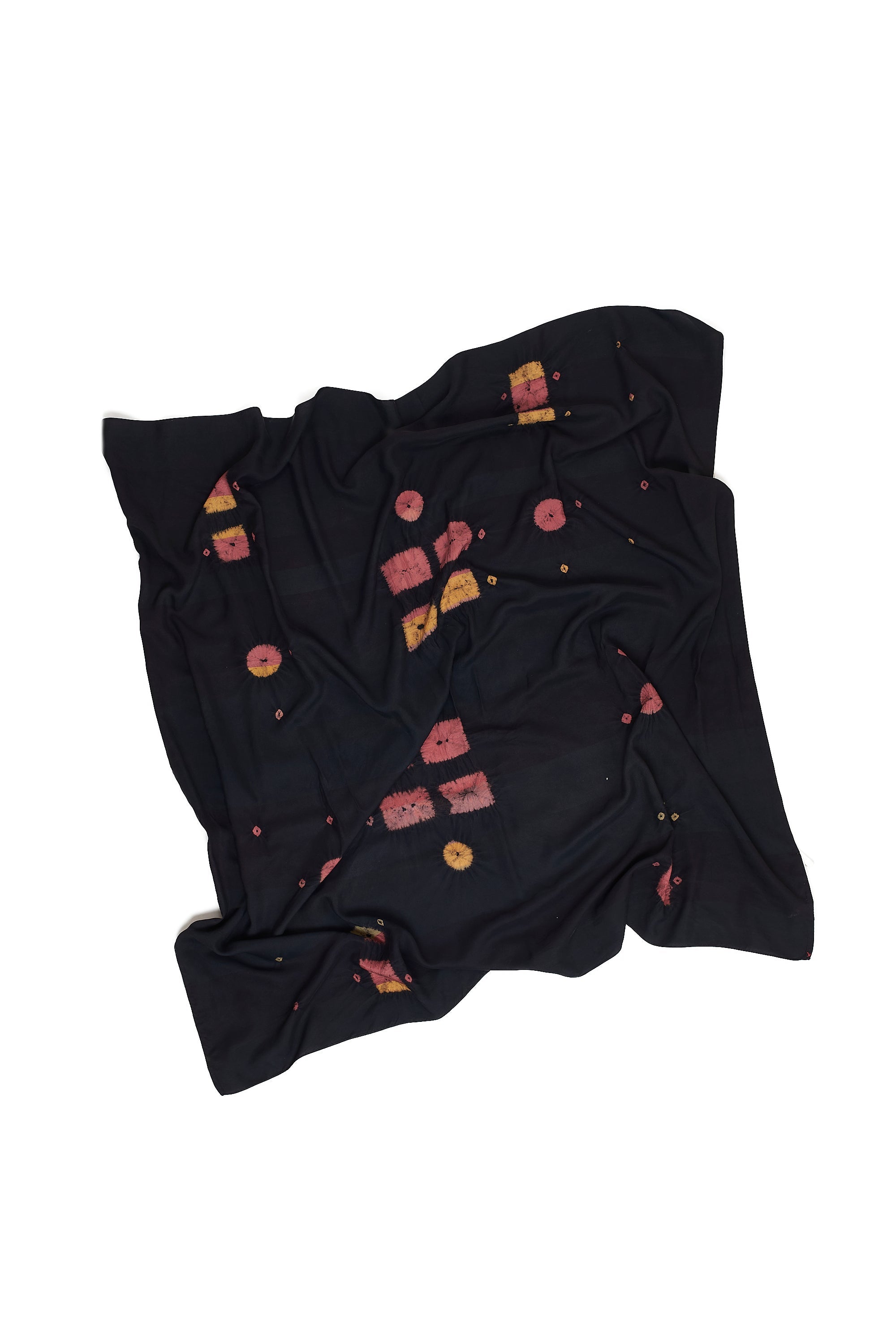 BLACK SILK BANDHANI SCARF