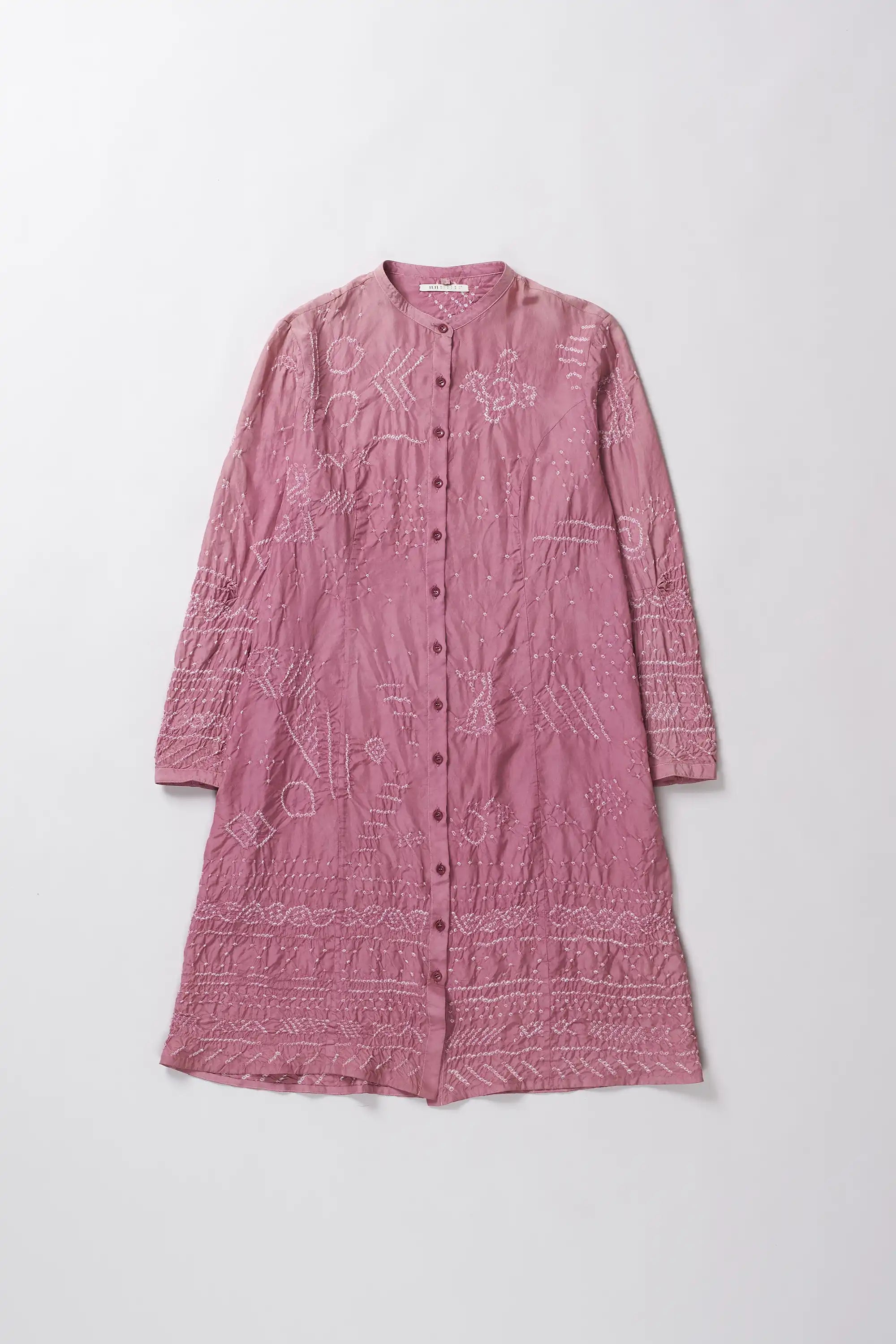 FUSCHIA PINK SILK BANDHANI WOMEN DRESS
