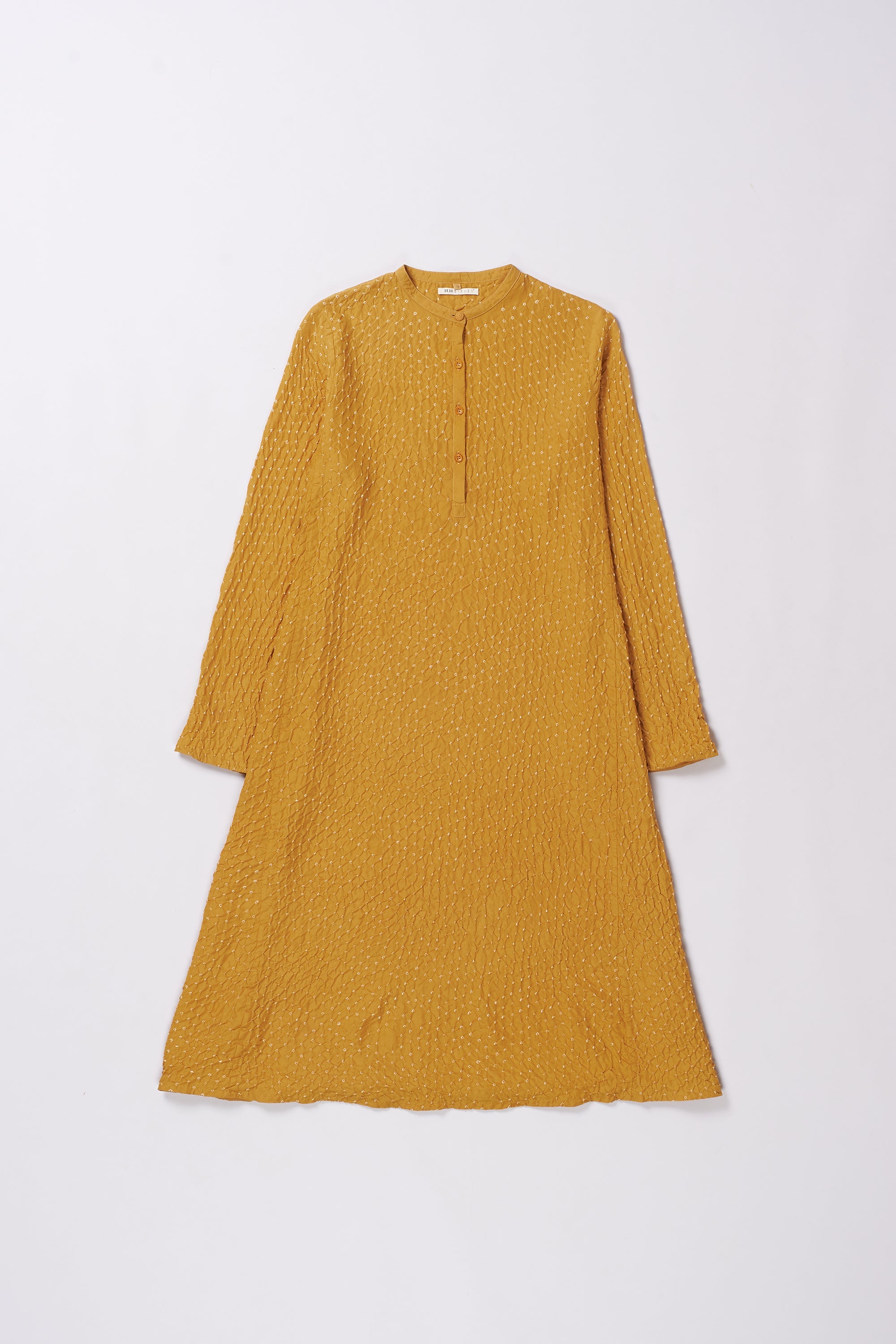 OCHER YELLOW FINE SILK DRESS