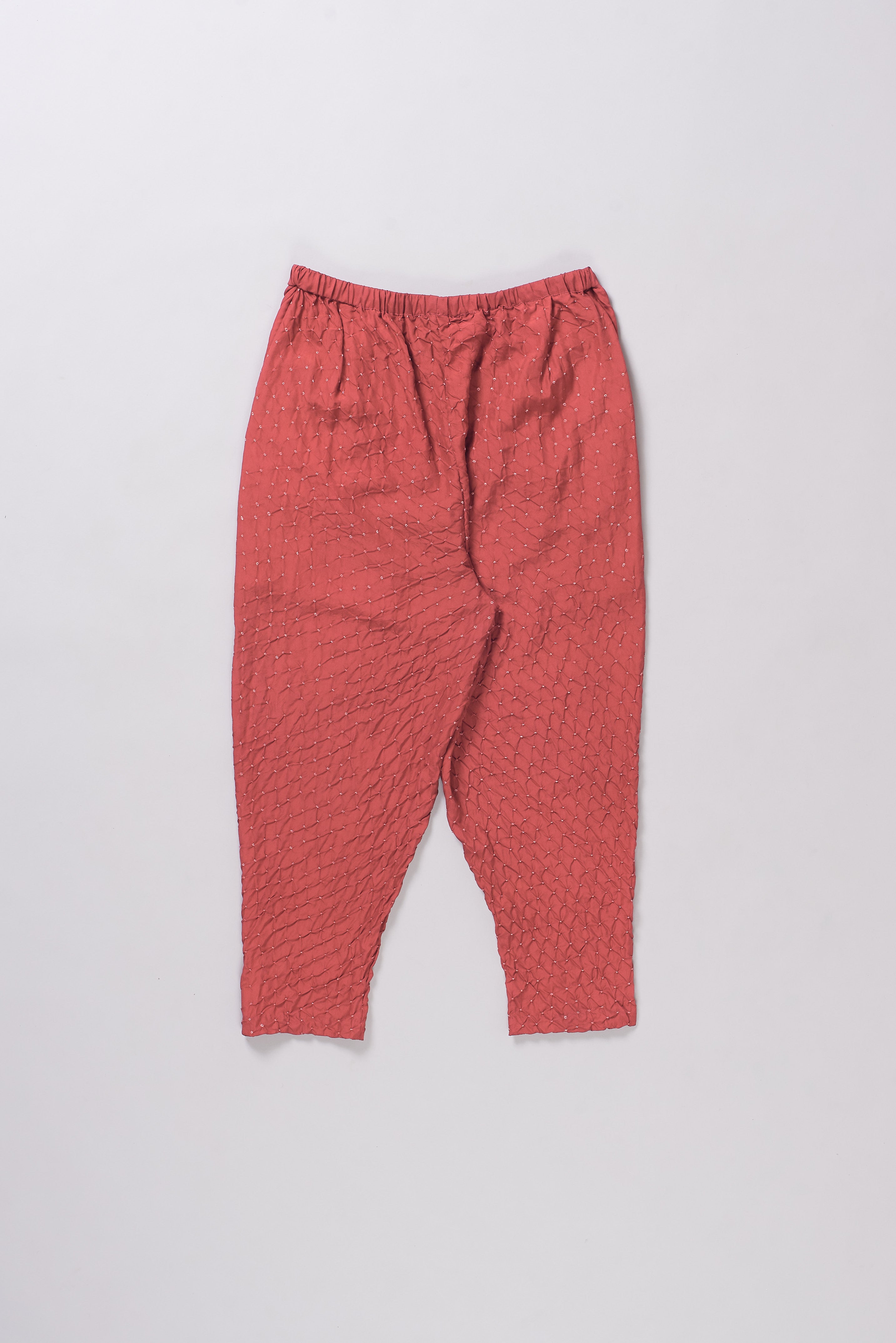 RED SILK BANDHANI PANT