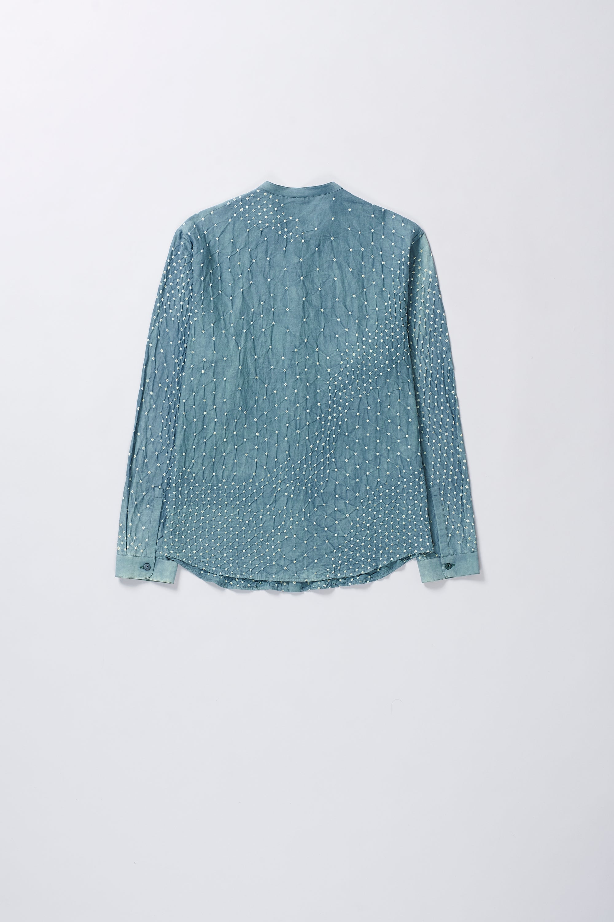 OLIVE GREEN BANDHANI COTTON SILK SHIRT