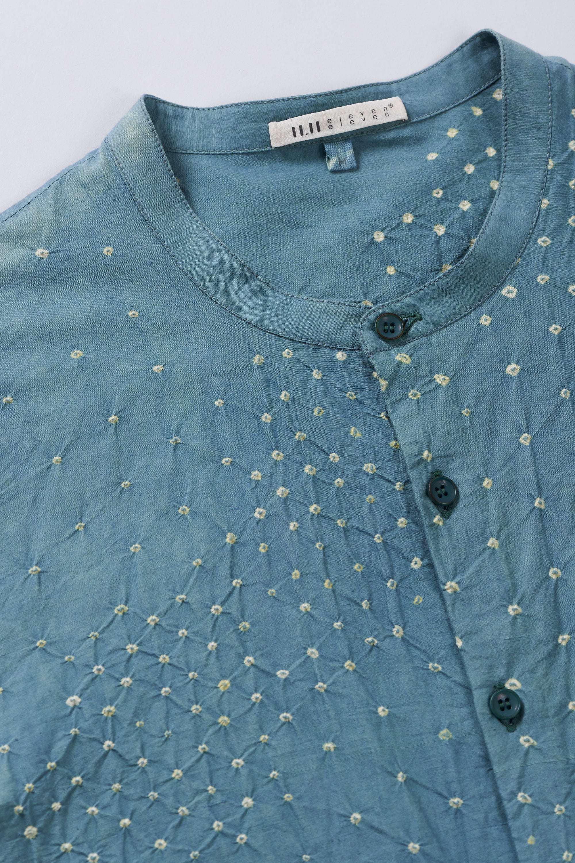 OLIVE GREEN BANDHANI COTTON SILK SHIRT