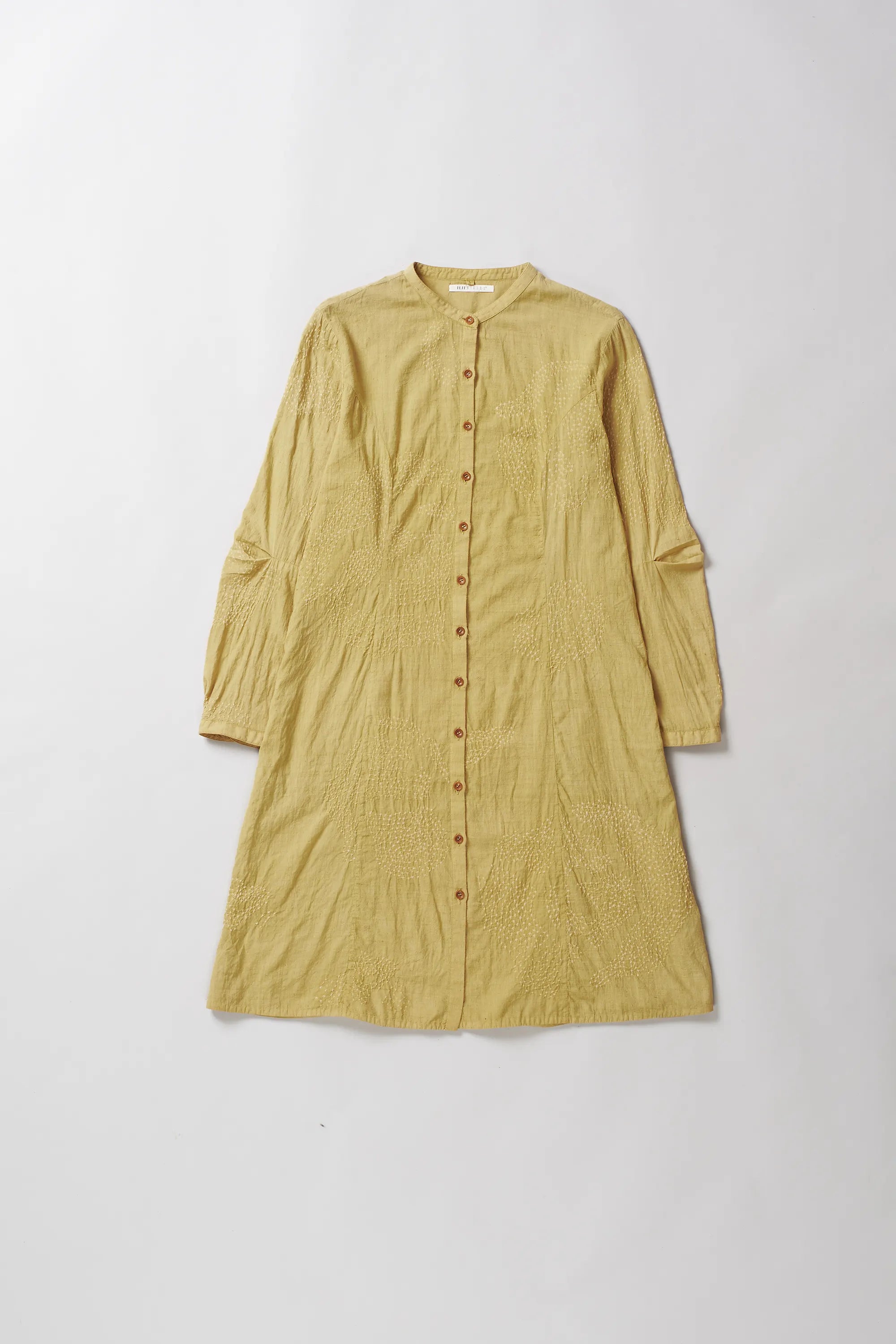Bandhani Shirt Dress in Ochre Yellow