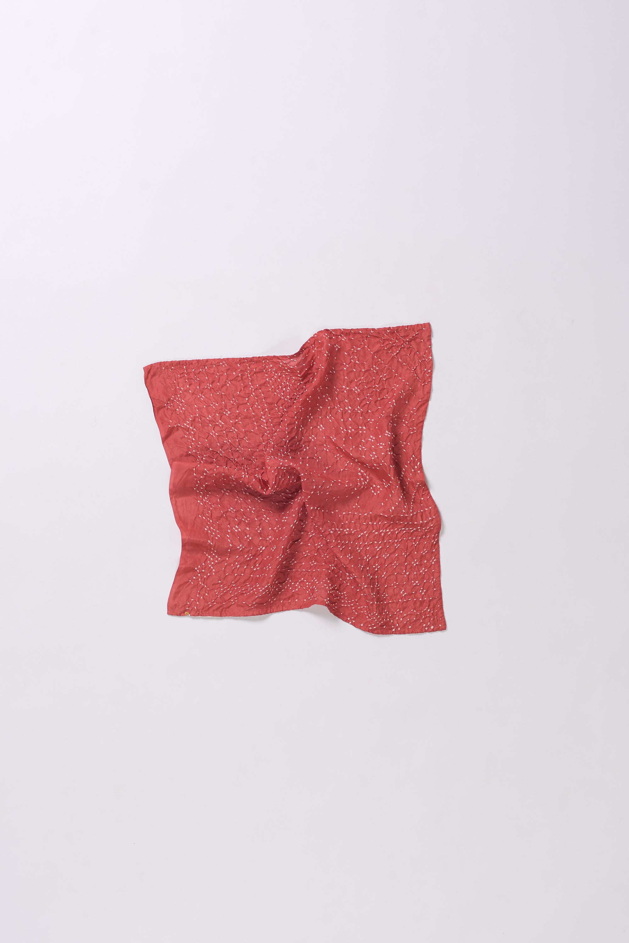 PINK WOOD ALL OVER MOTIF BANDHANI SQUARE SCARF