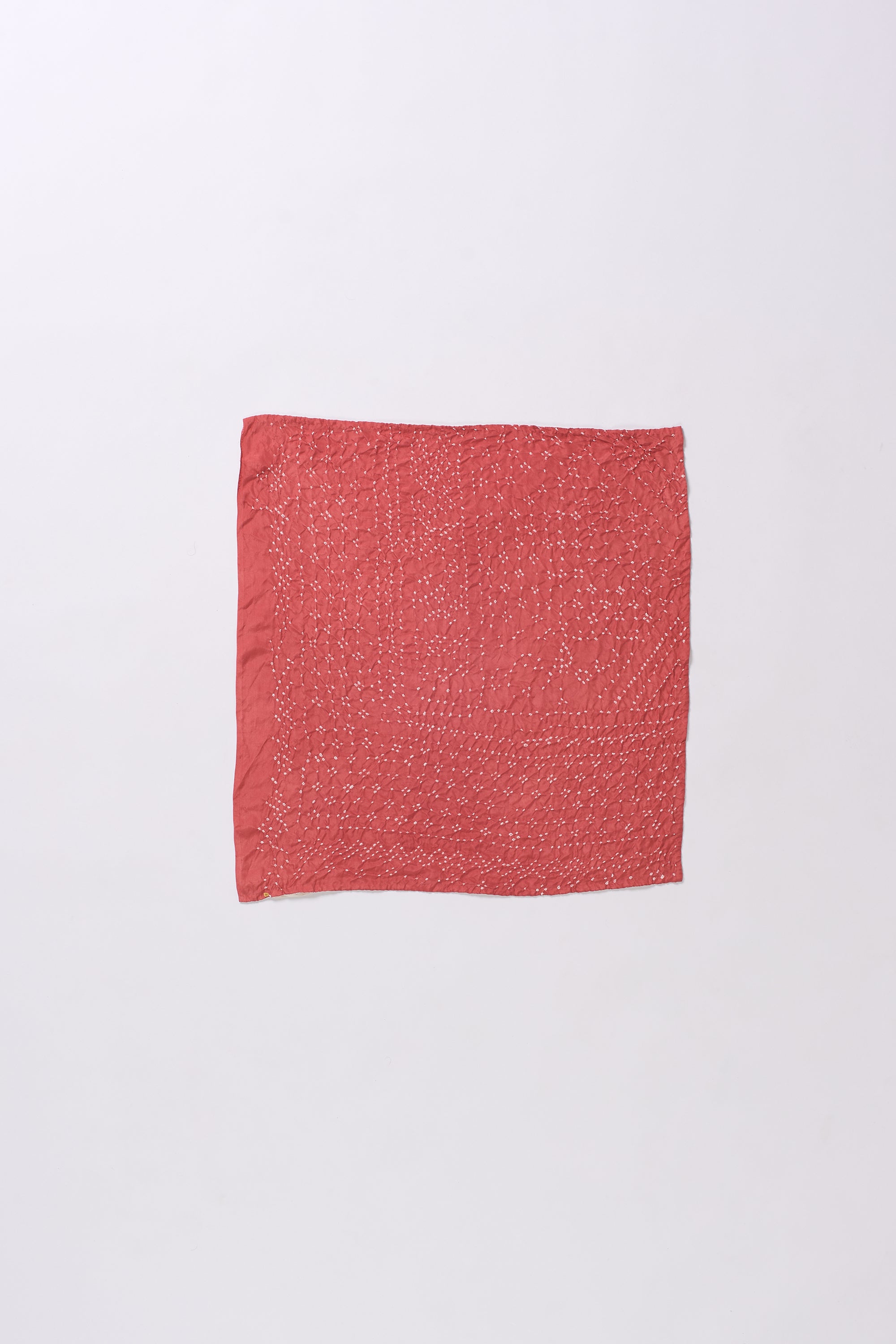 PINK WOOD ALL OVER MOTIF BANDHANI SQUARE SCARF