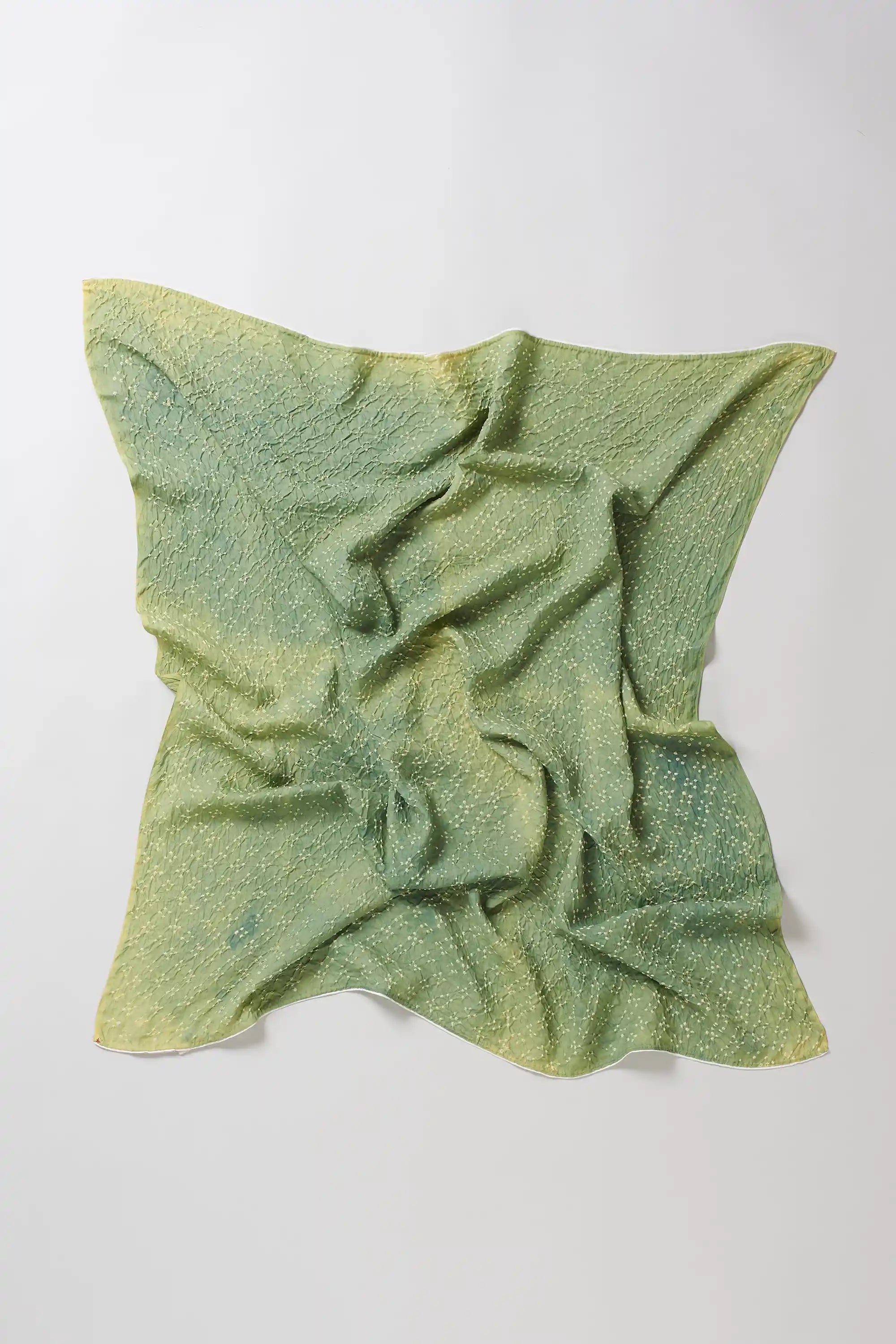 Olive Green All Over Motif Bandhani Square Scarf