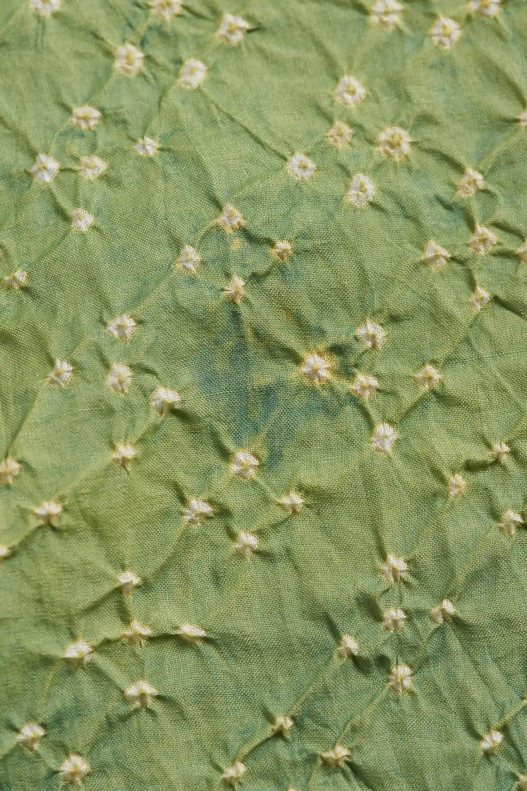Olive Green All Over Motif Bandhani Square Scarf