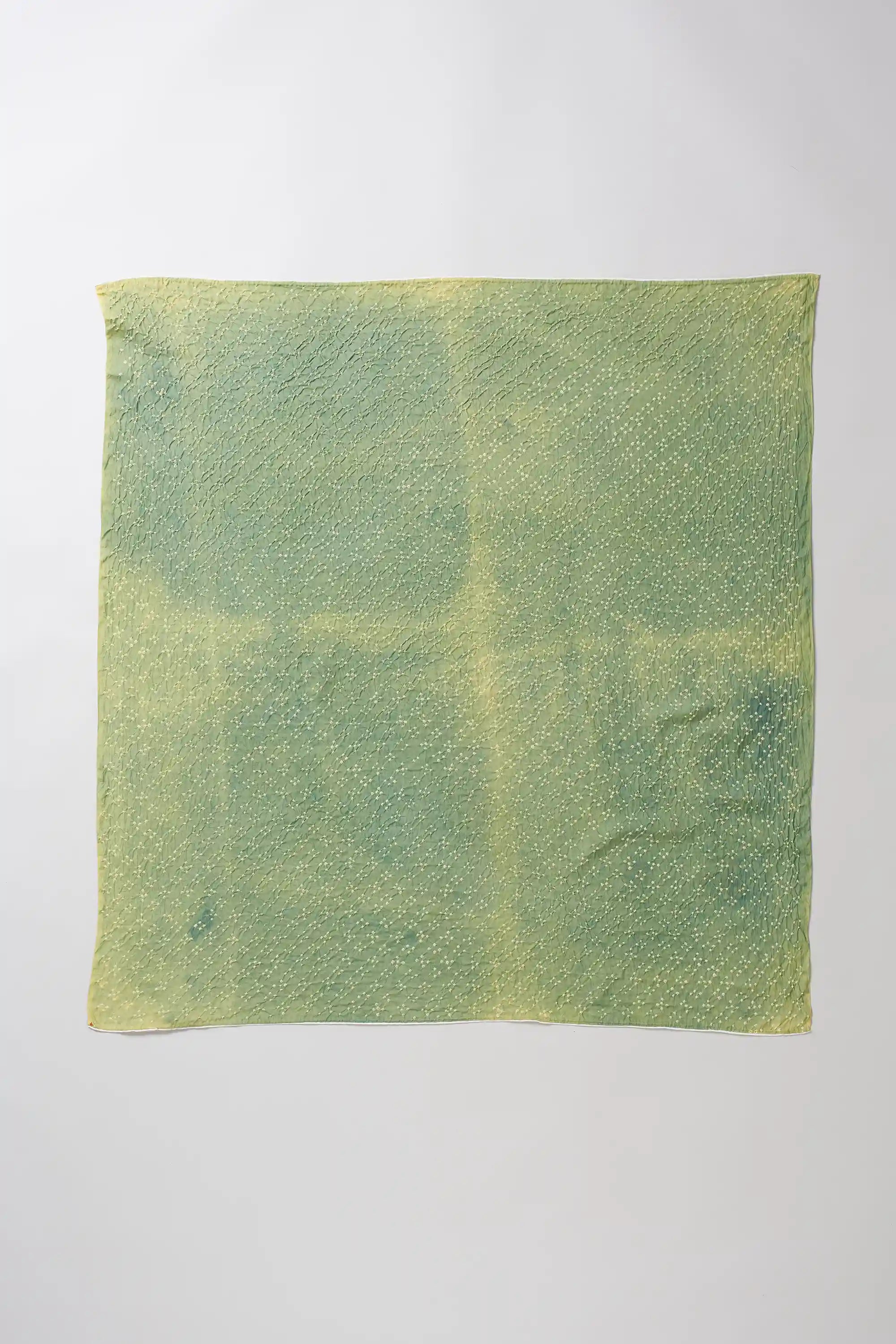 Olive Green All Over Motif Bandhani Square Scarf