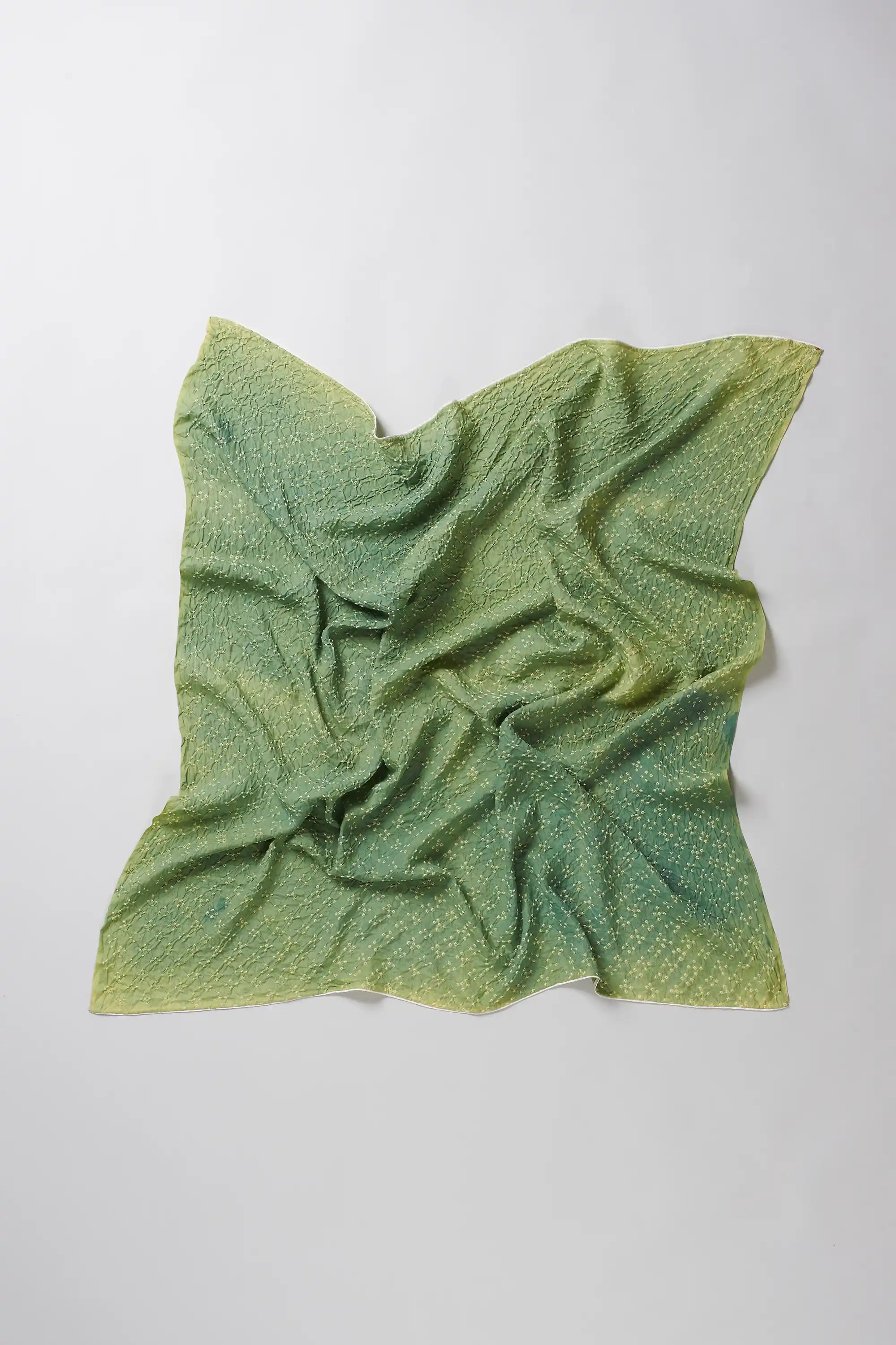 Olive Green All Over Motif Bandhani Square Scarf