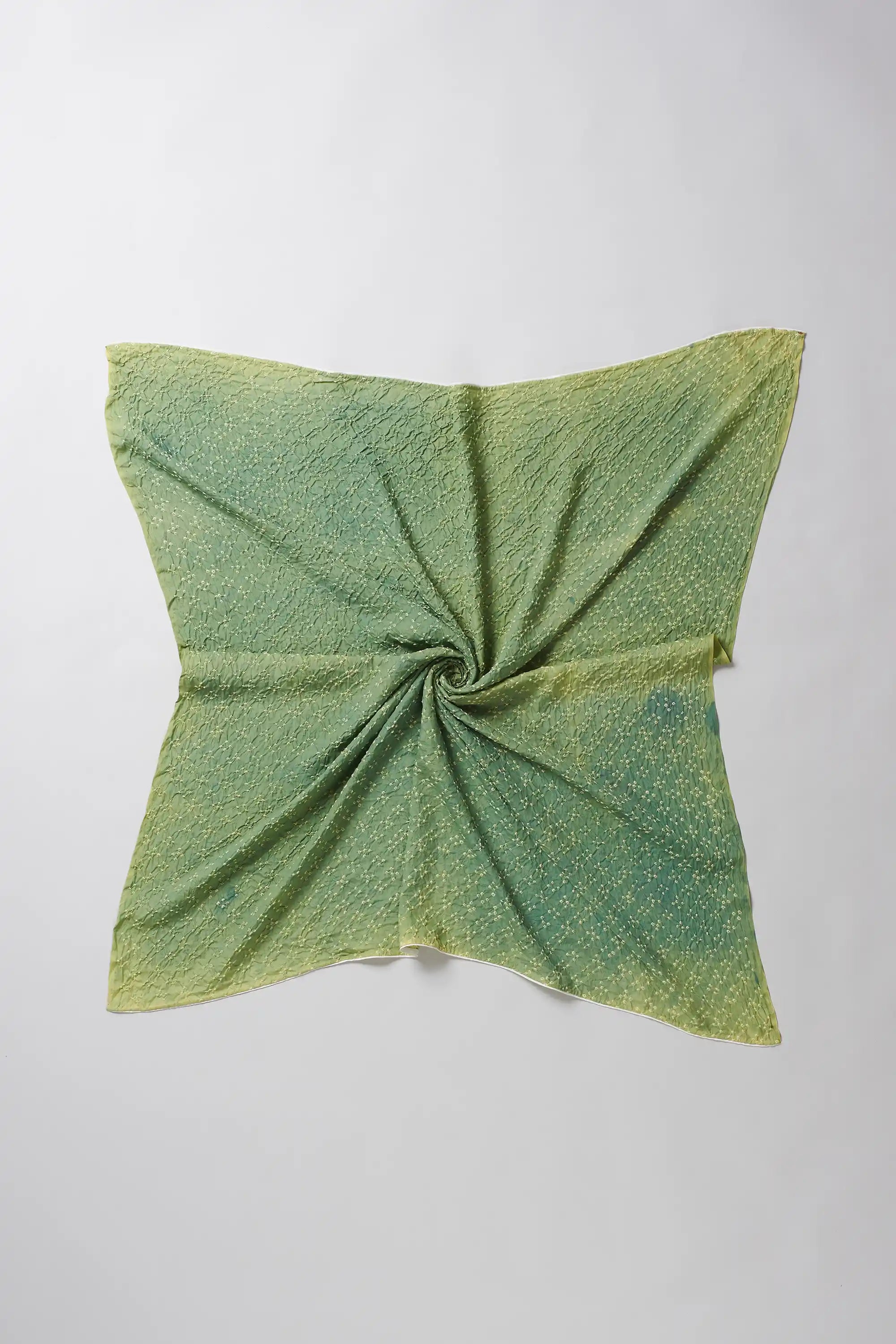 Olive Green All Over Motif Bandhani Square Scarf