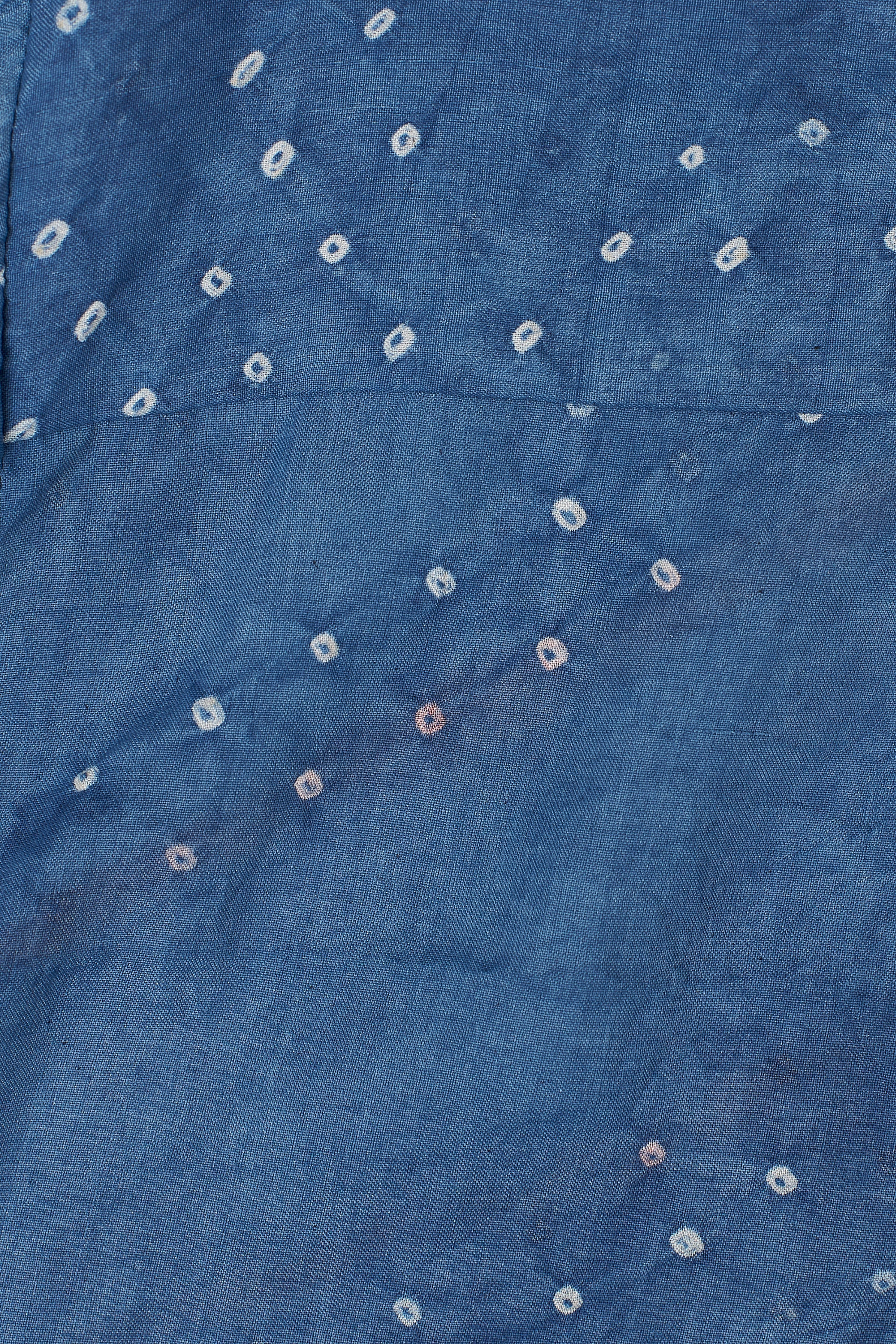 INDIGO SILK HAND PAINTED WITH BANDHANI UNISEX SHIRT