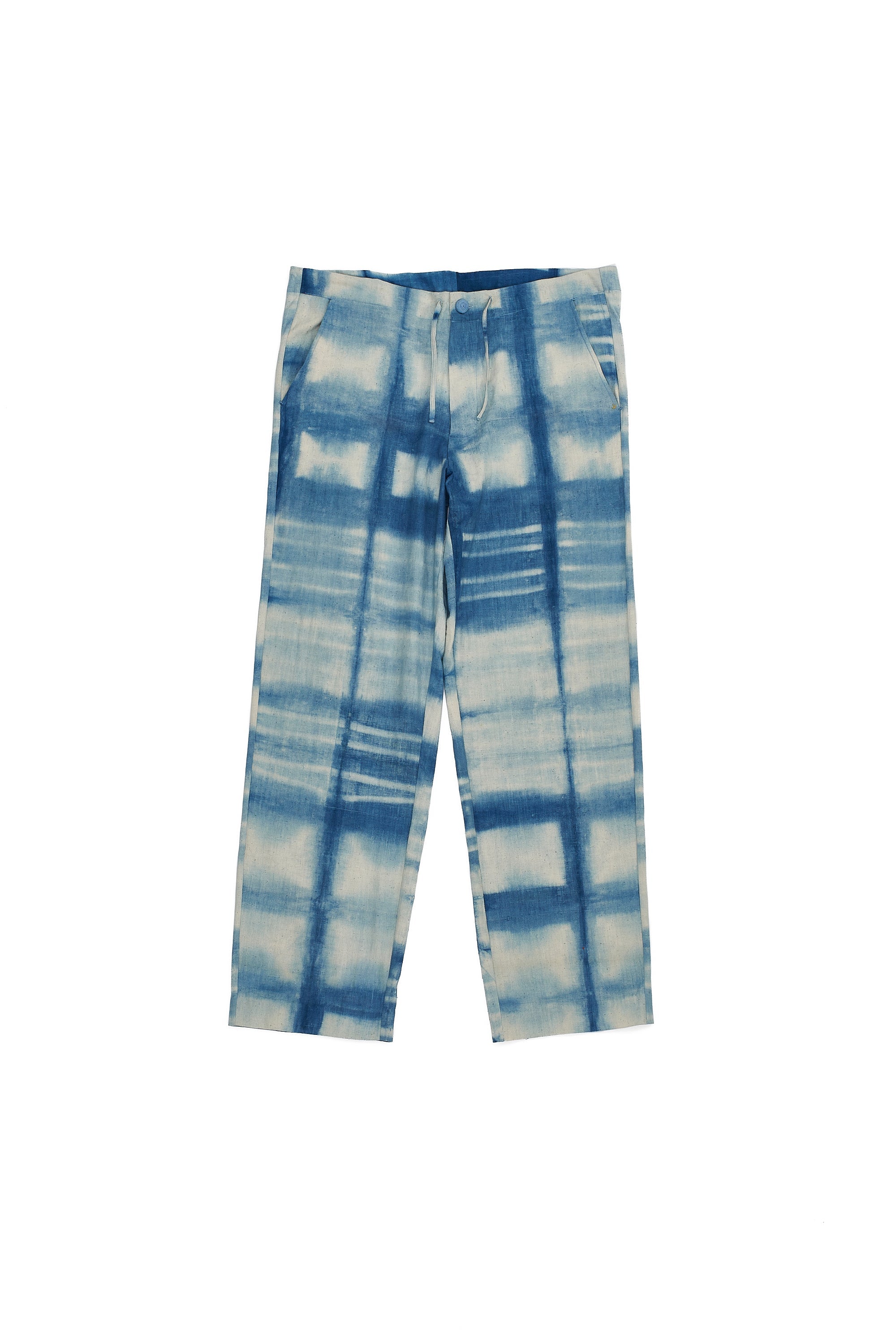 LIGHT INDIGO COTTON CLAMP DYE TROUSER