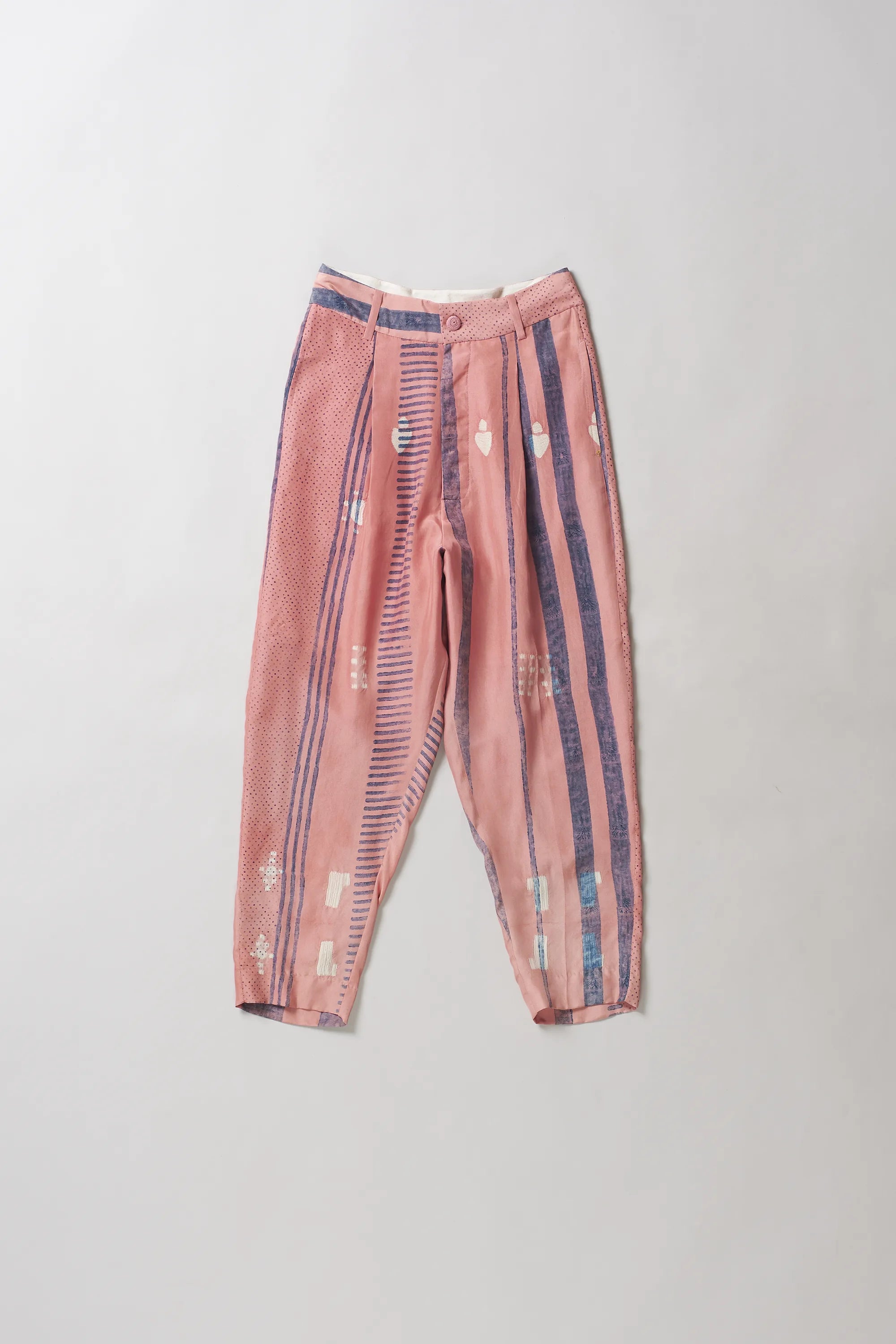 Chalk Pink Shibori Soft Silk Women Trouser