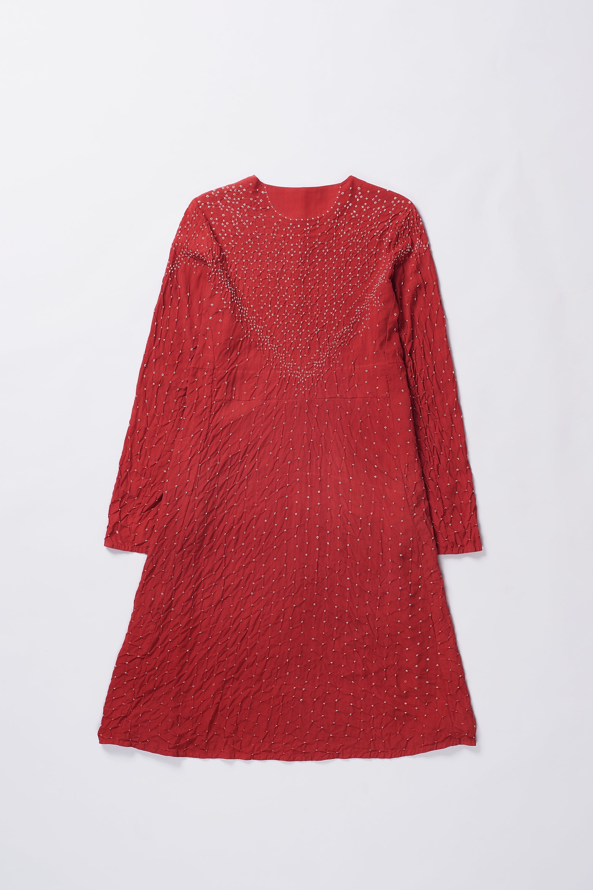 RED SILK BANDHANI DRESS