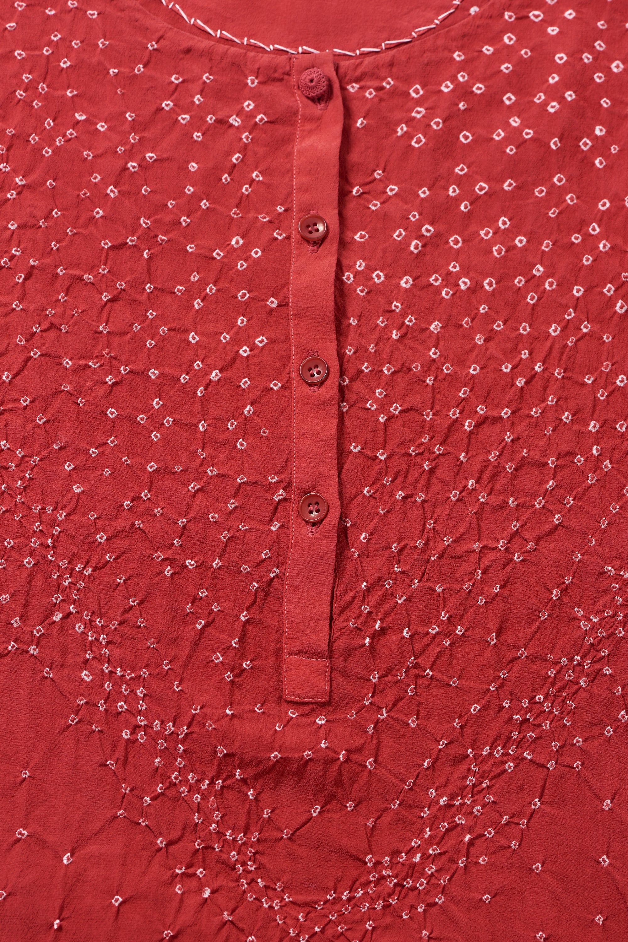 RED SILK BANDHANI DRESS