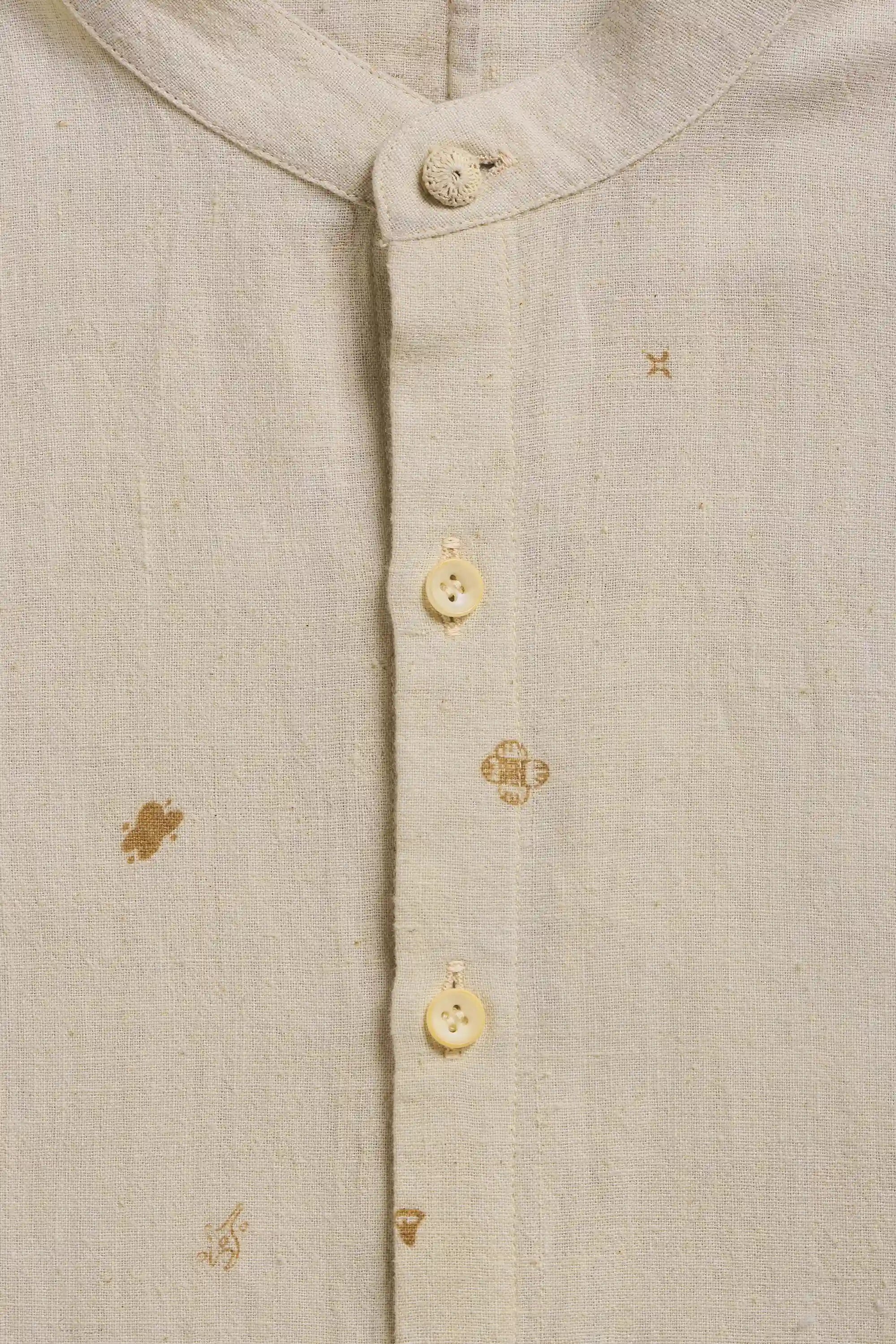 Whiskey Gold Screen Printed Shirt With Hand Details