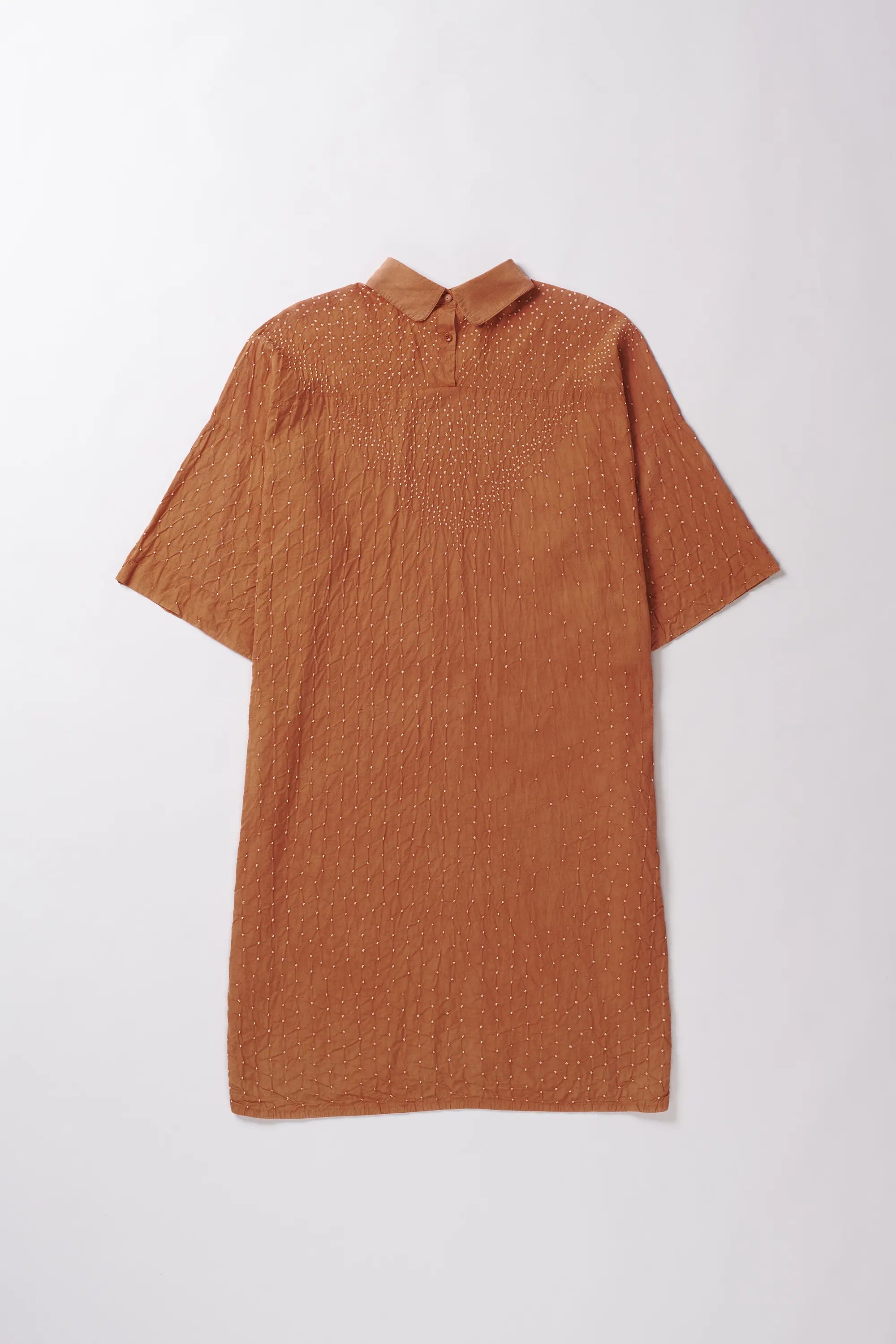 Cotton Bandhani Dress in Sunset Orange