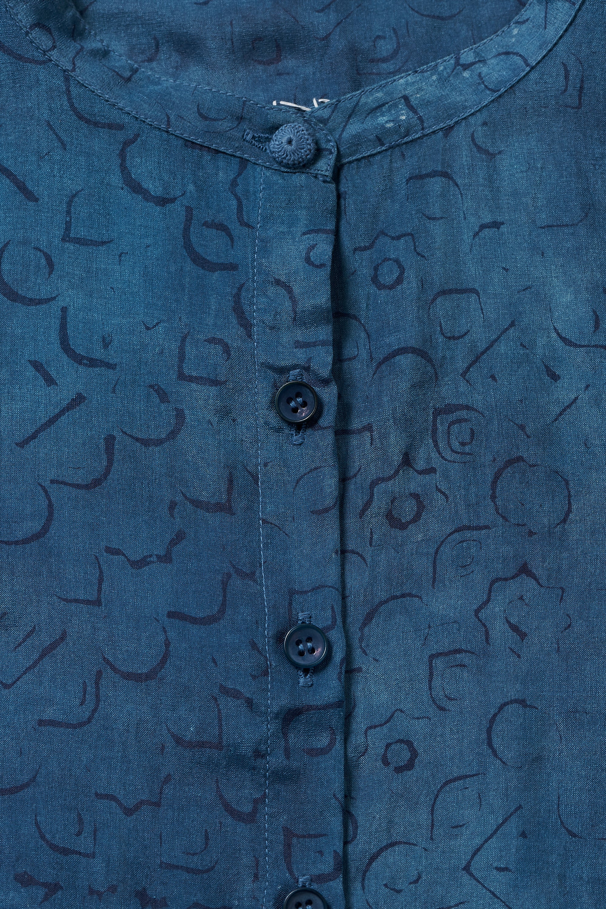 MEDIUM INDIGO BLOCK PRINT SILK DRESS