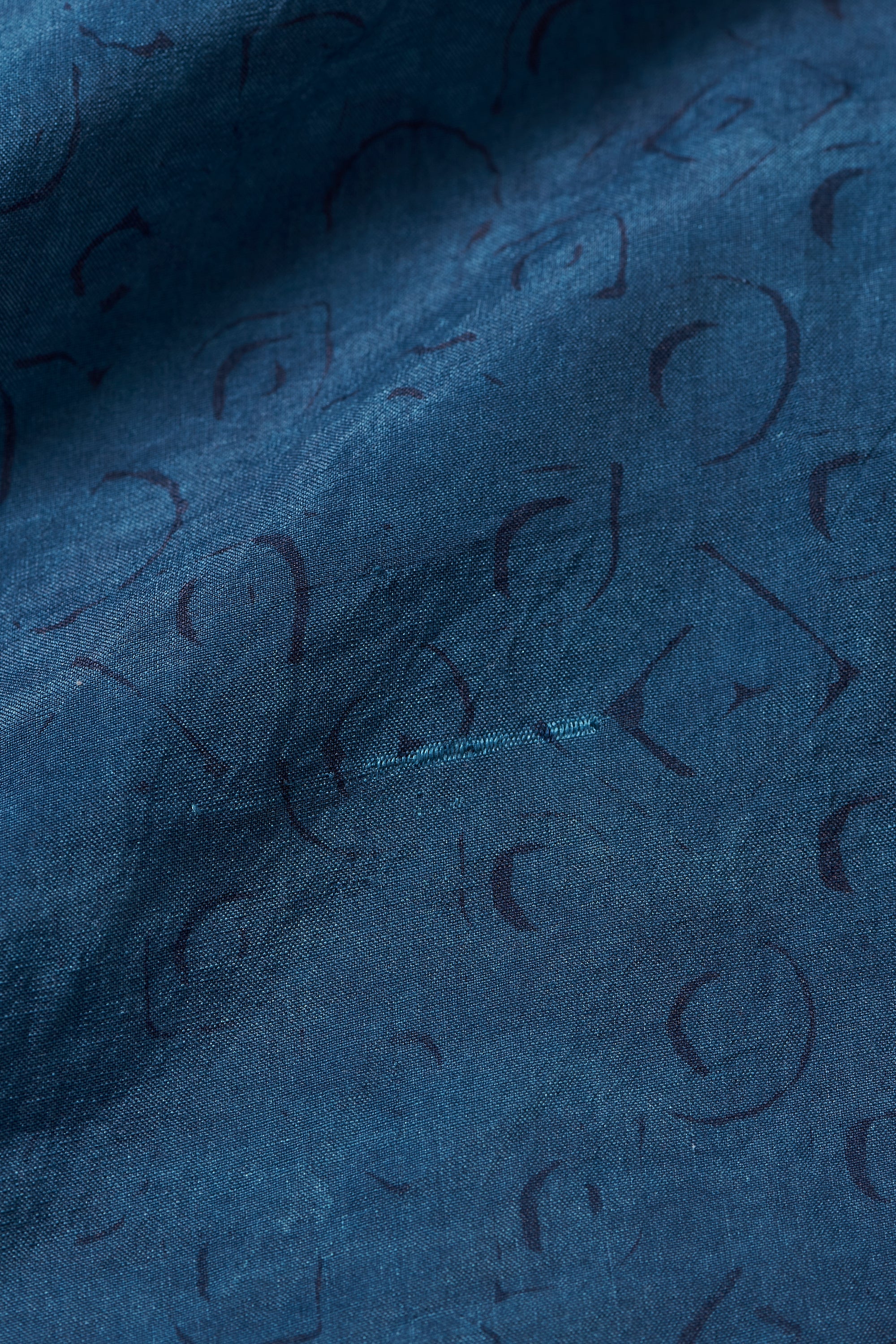 MEDIUM INDIGO BLOCK PRINT SILK DRESS