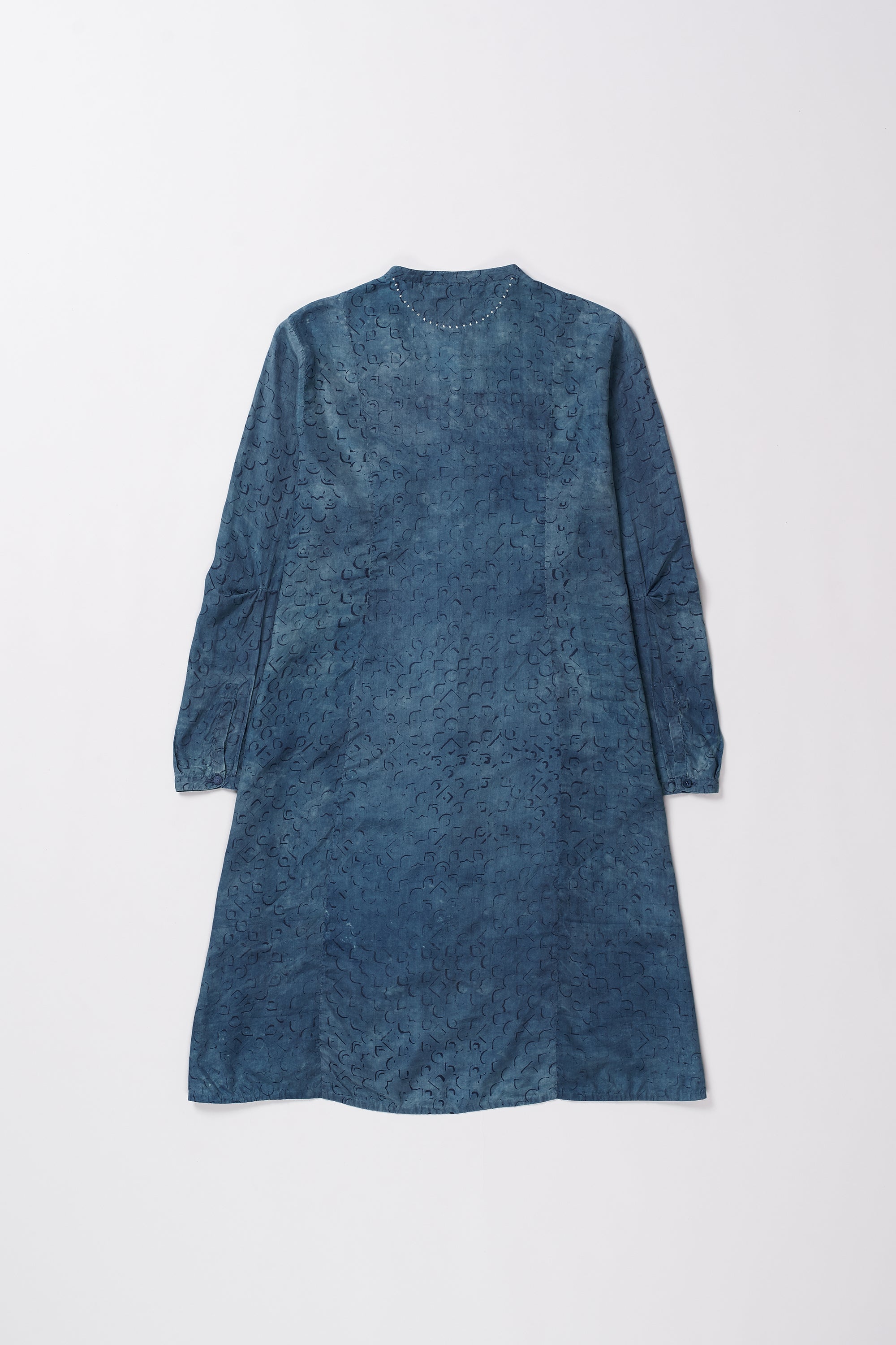 MEDIUM INDIGO BLOCK PRINT SILK DRESS