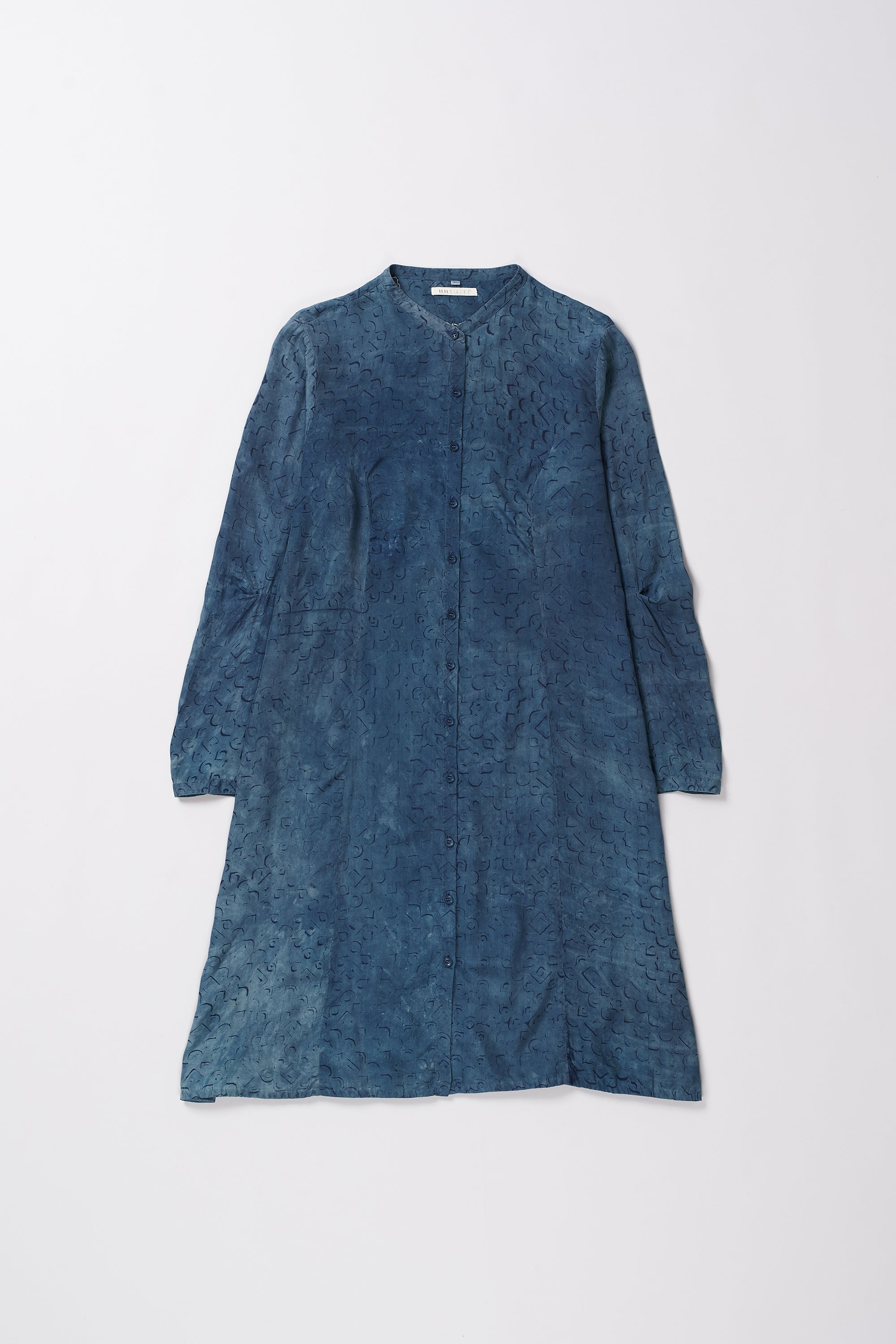 MEDIUM INDIGO BLOCK PRINT SILK DRESS