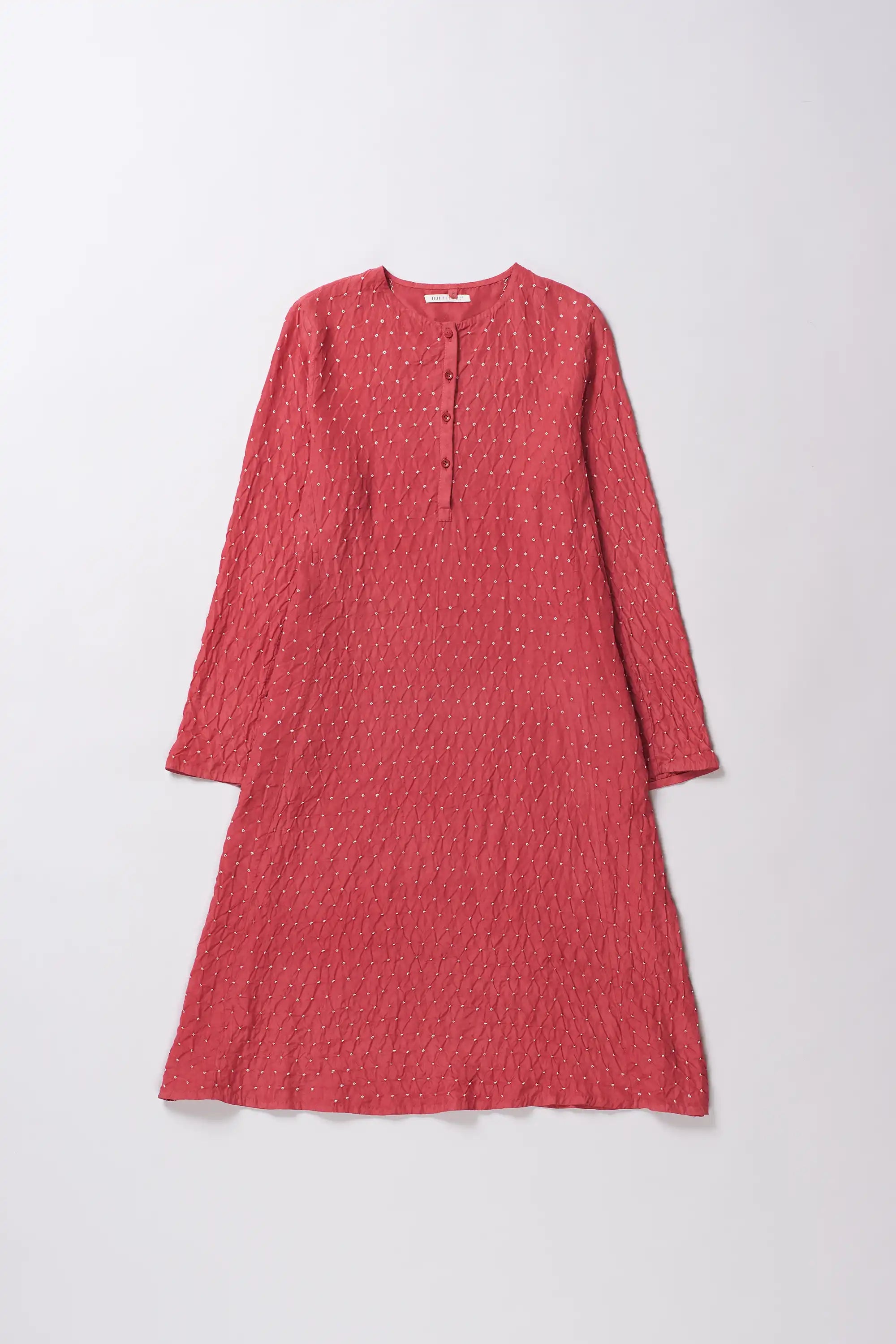 Red Silk Dress With Bandhani