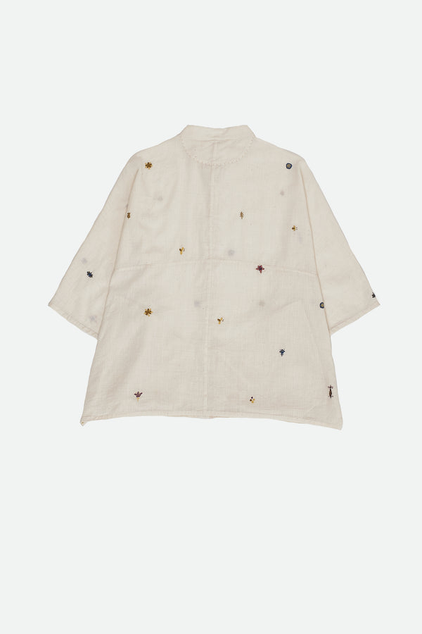 ECRU SHIRT WITH HAND EMBROIDERED DETAILS