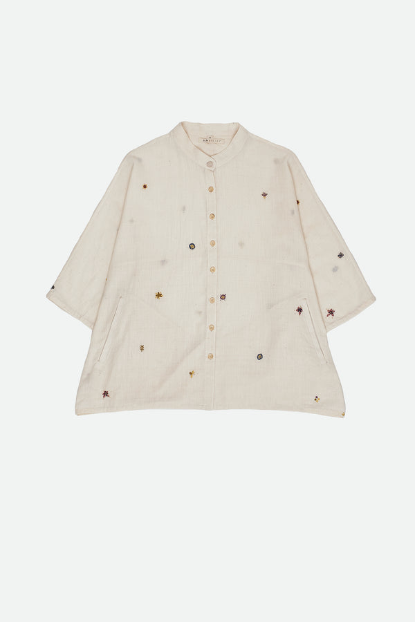ECRU SHIRT WITH HAND EMBROIDERED DETAILS