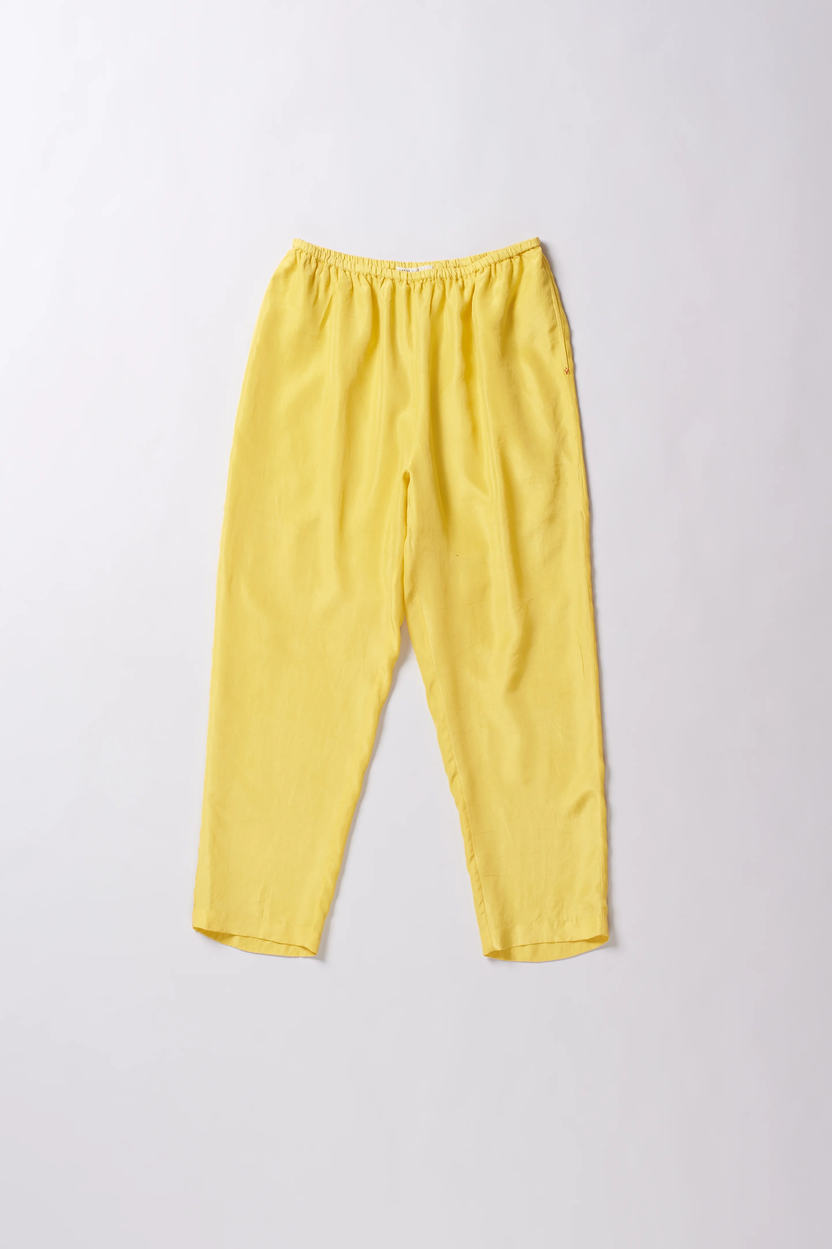 Silk Elastic Pant in Lemon Yellow