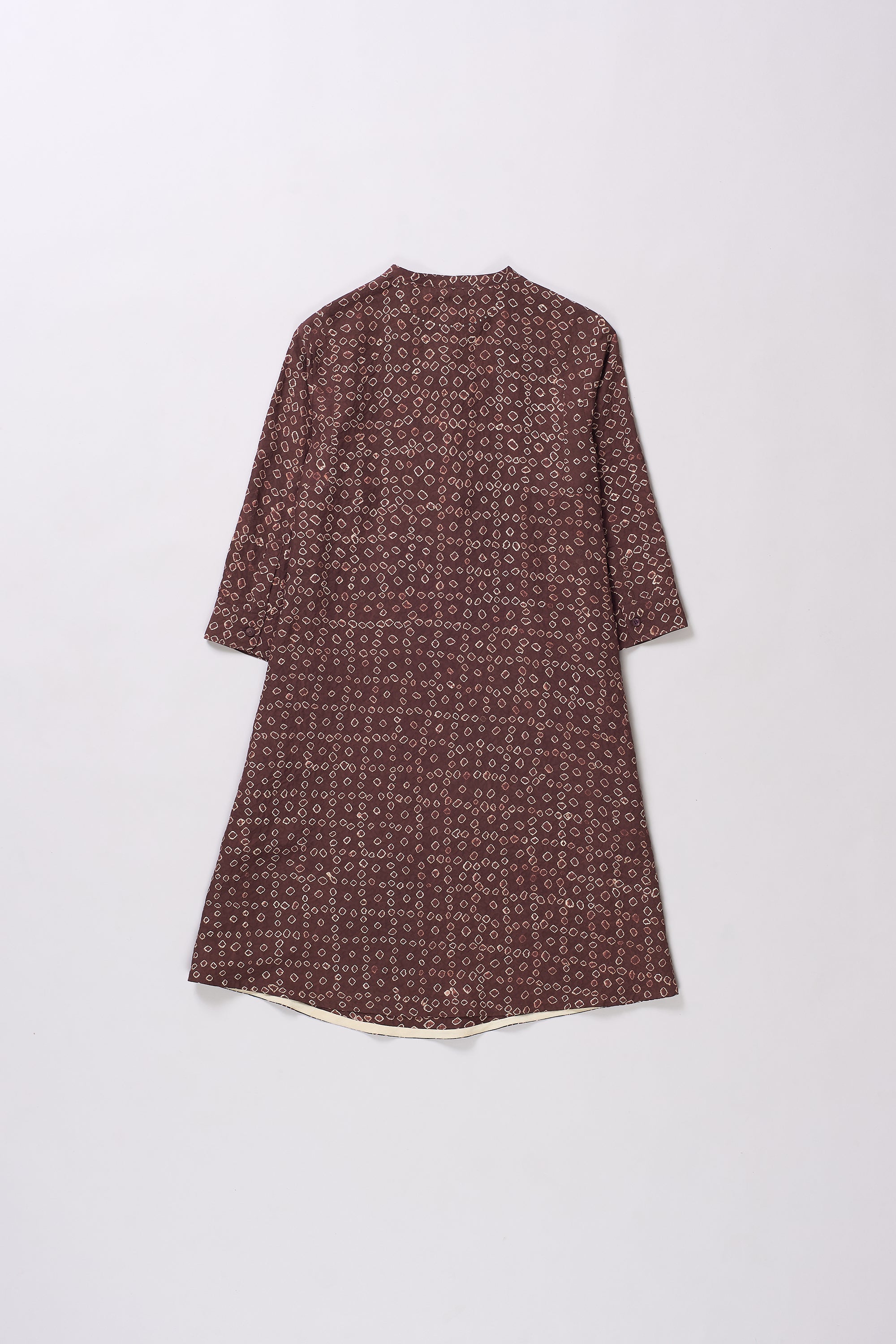 BURNT UMBER SILK BANDHANI DRESS
