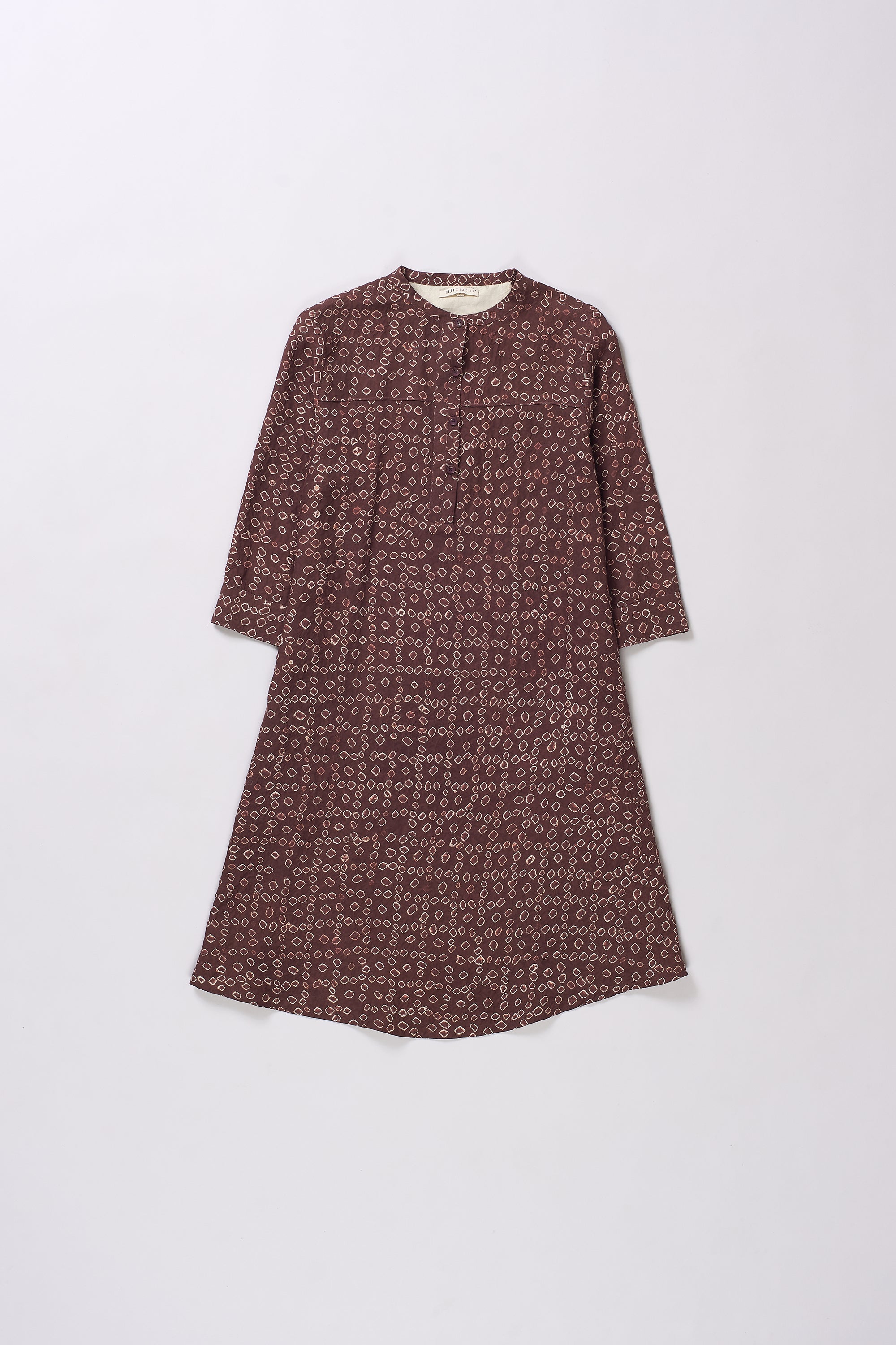 BURNT UMBER SILK BANDHANI DRESS