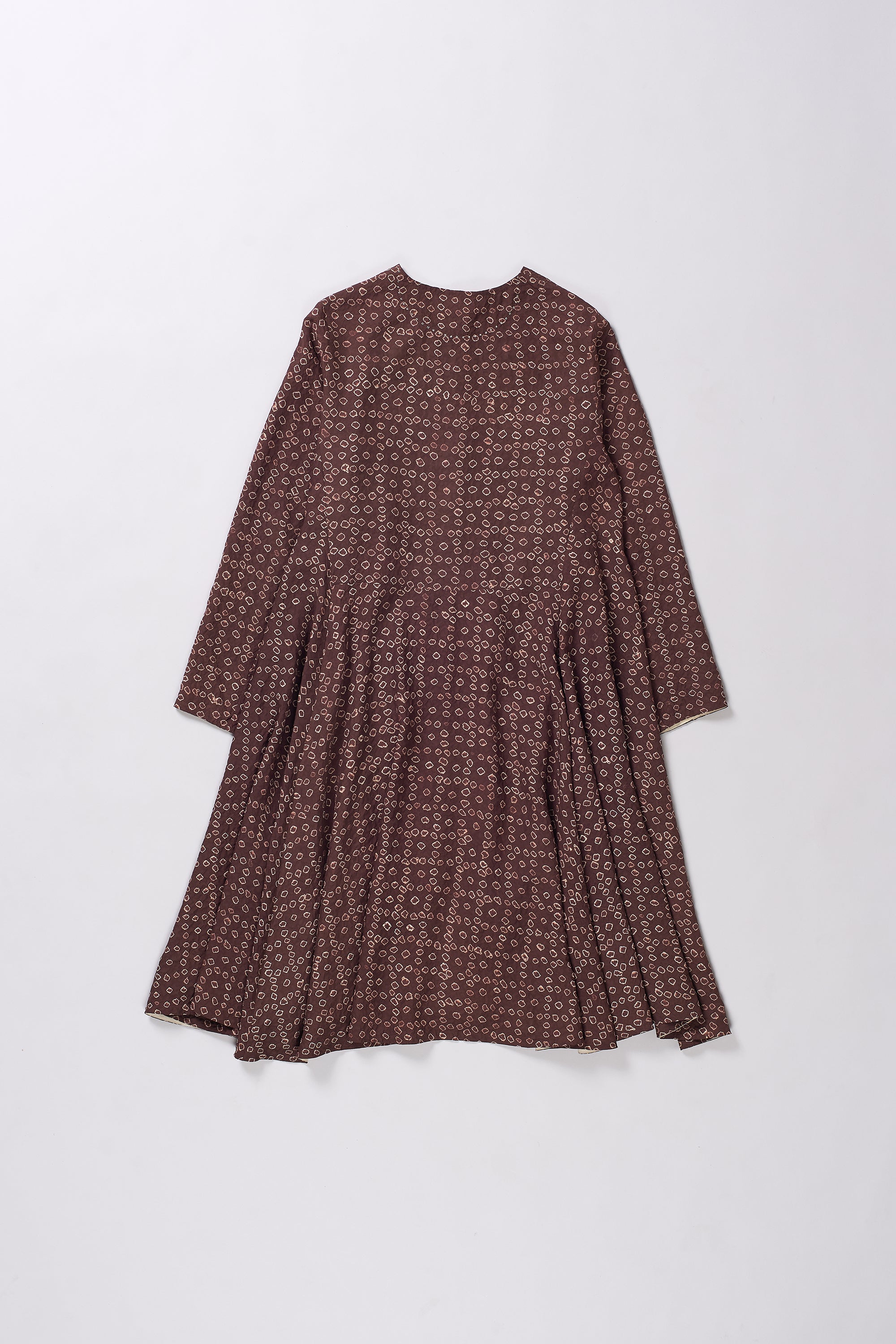 BURNT UMBER DYED BANDHANI DRESS
