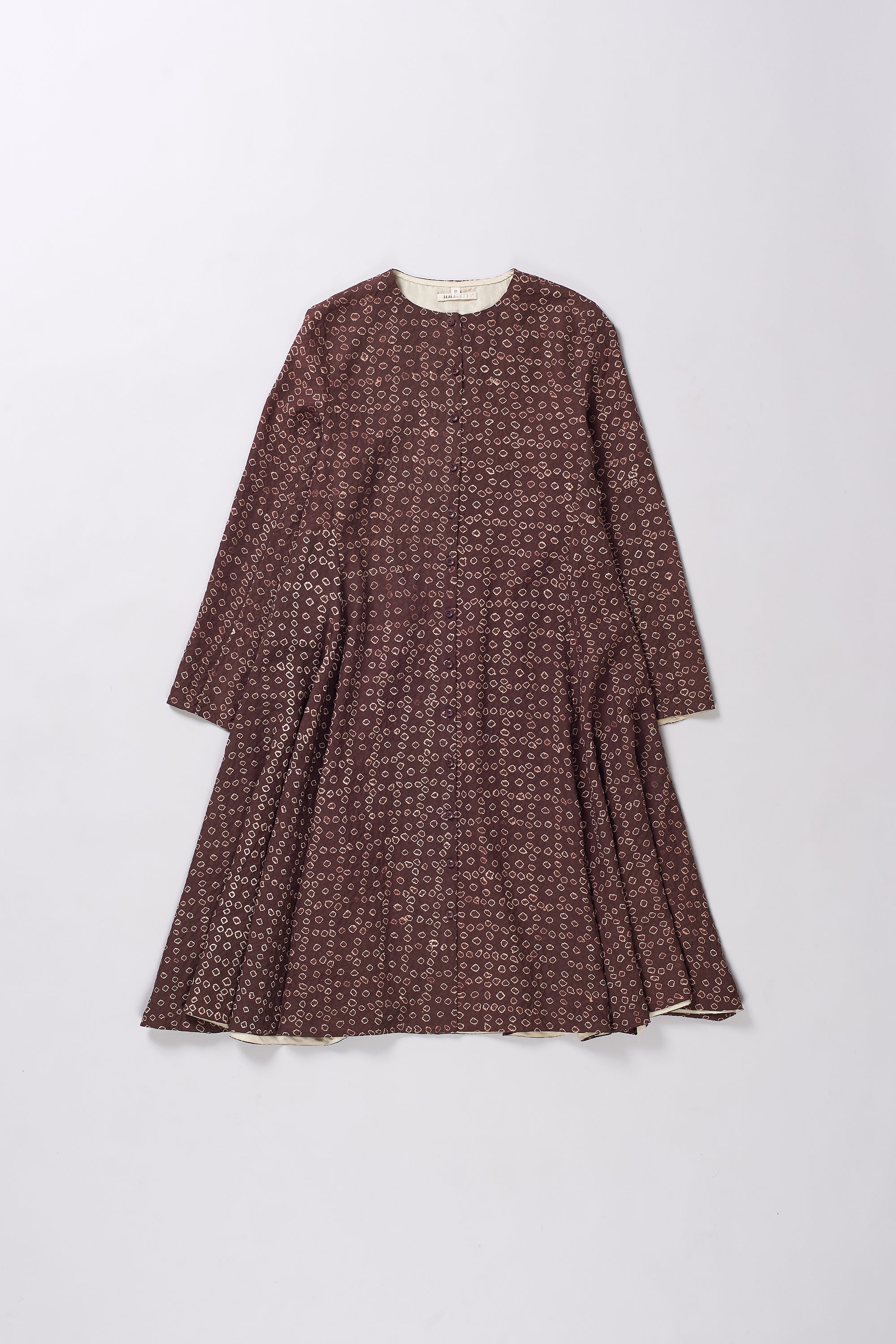 BURNT UMBER DYED BANDHANI DRESS