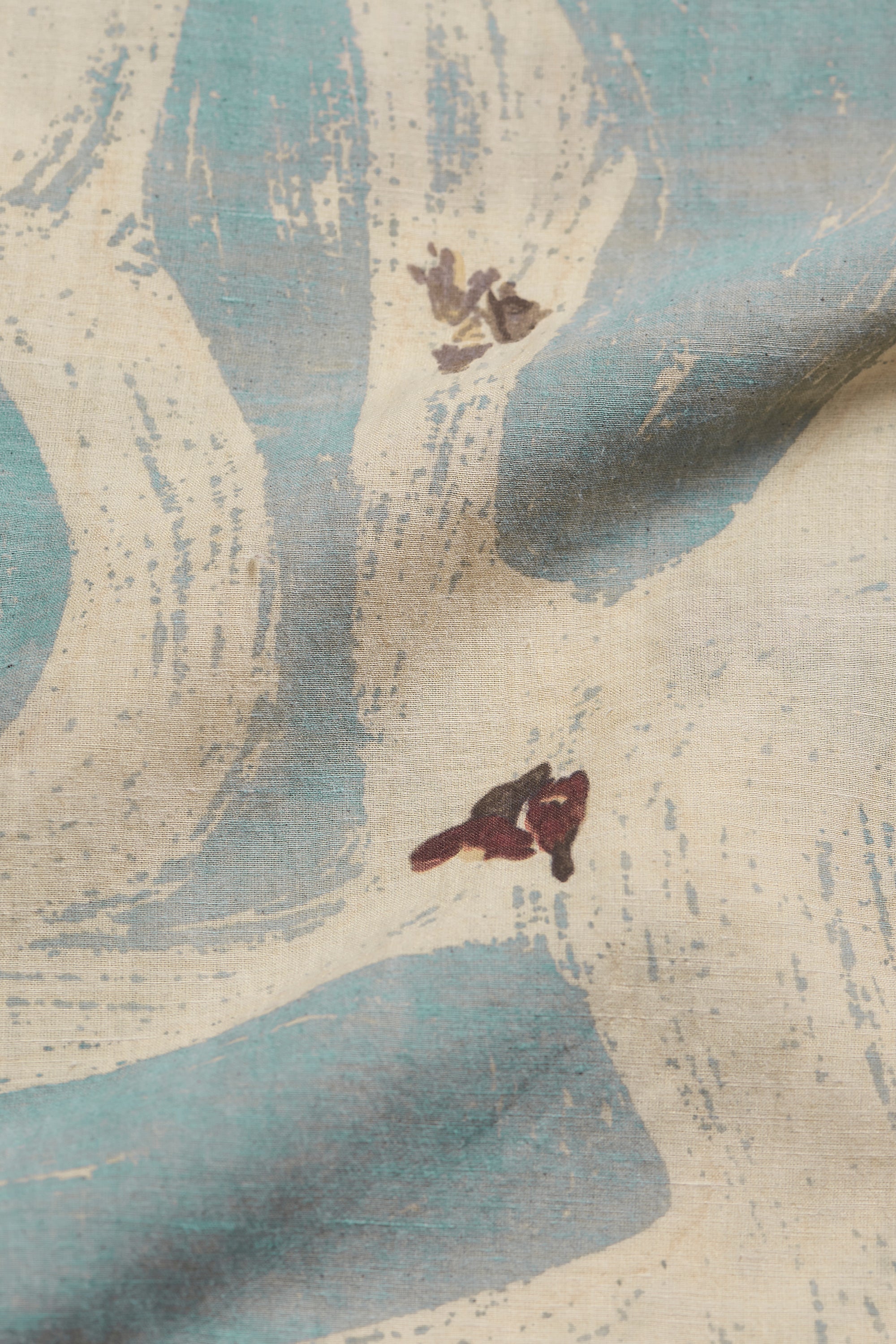 OCEAN BLUE COTTON SILK BLEND SCREEN PRINT PANT