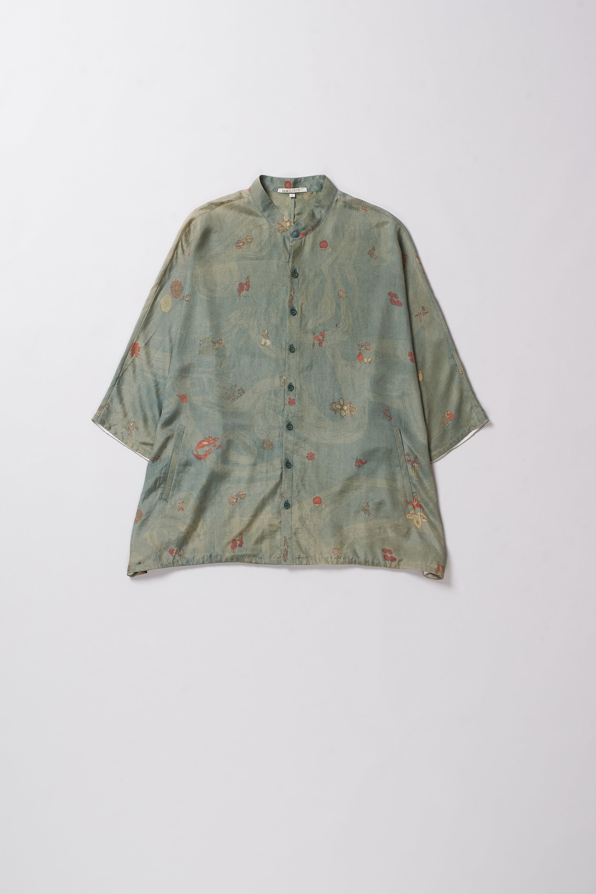 LEAF GREEN SILK BLEND SHIRT