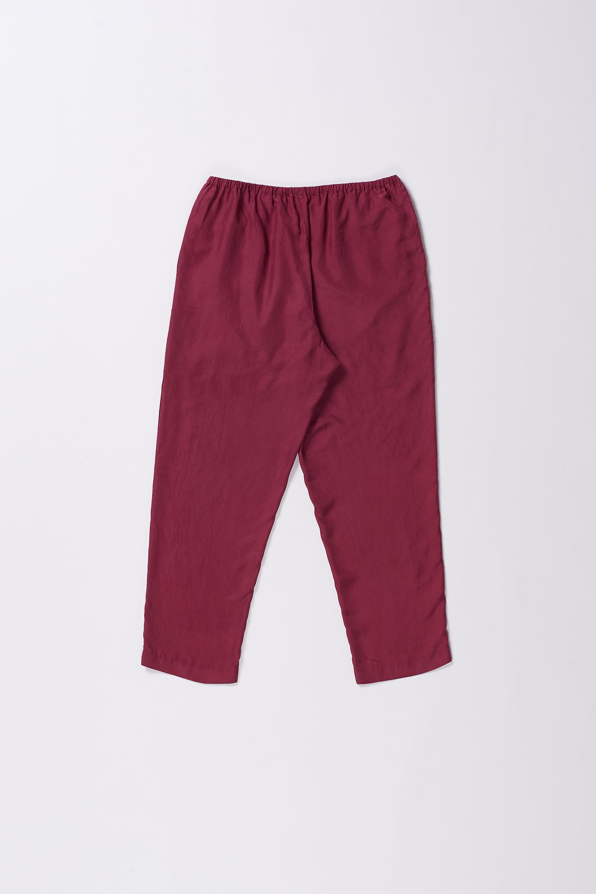Silk Elastic Pants In Sappan fuschia Colour