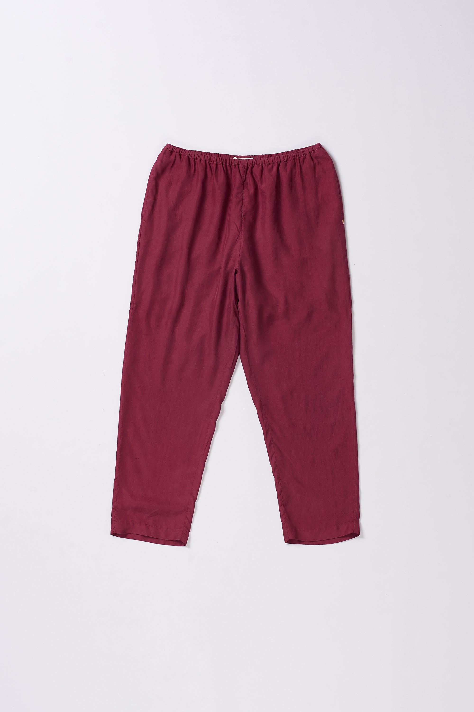 Silk Elastic Pants In Sappan fuschia Colour