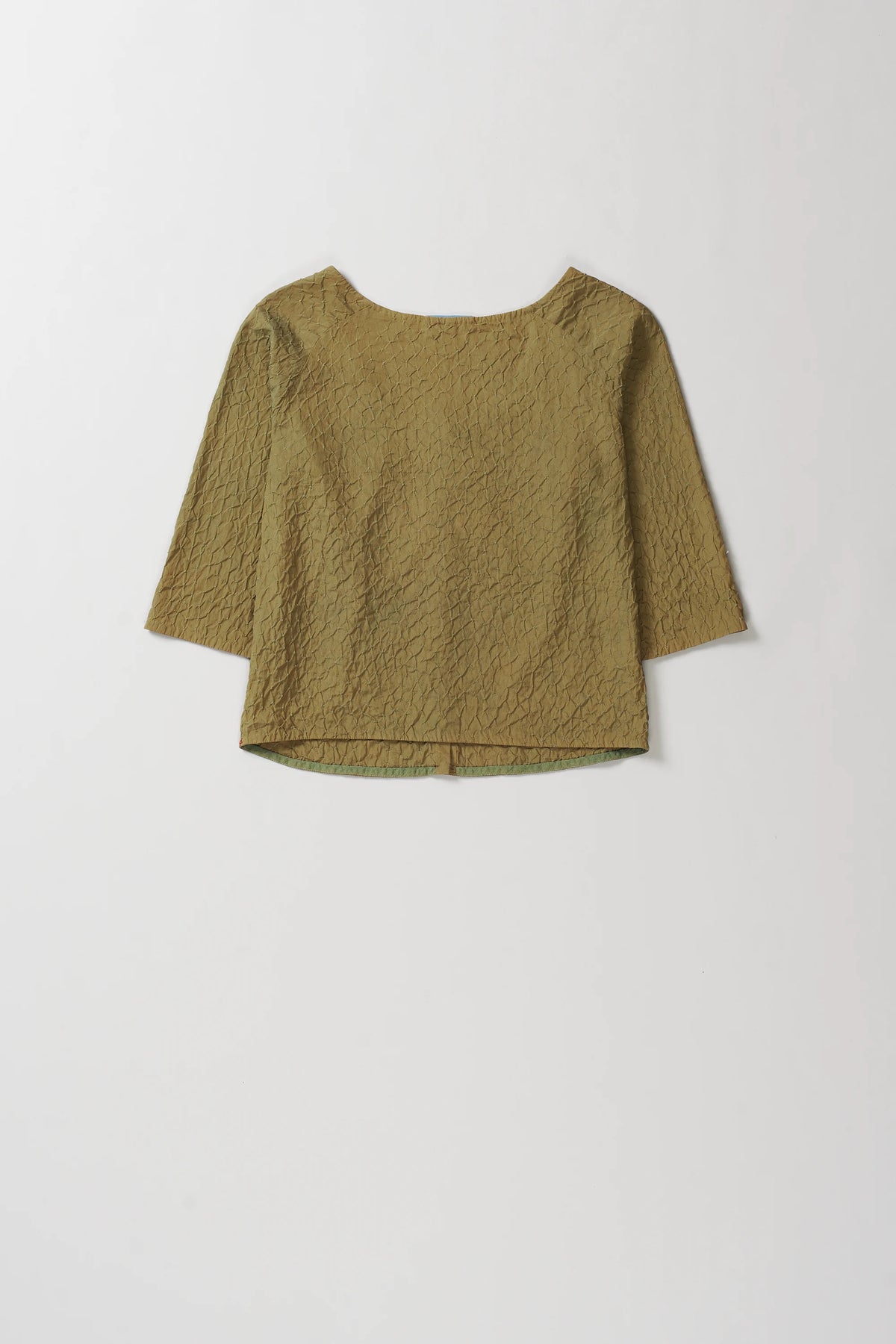 Olive Green Cotton Silk Blend Screen Print Top