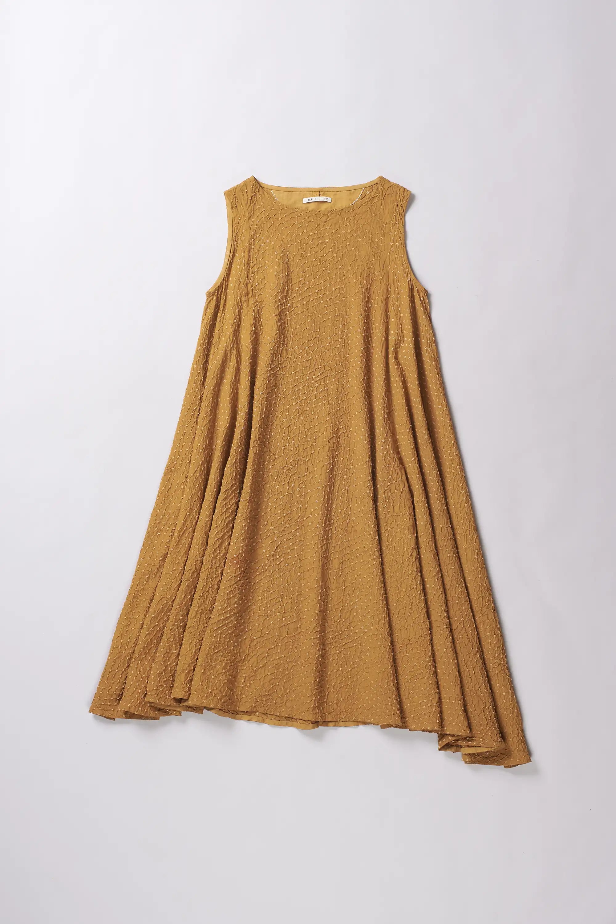 Mustard Yellow Bandhani Cotton Silk Dress
