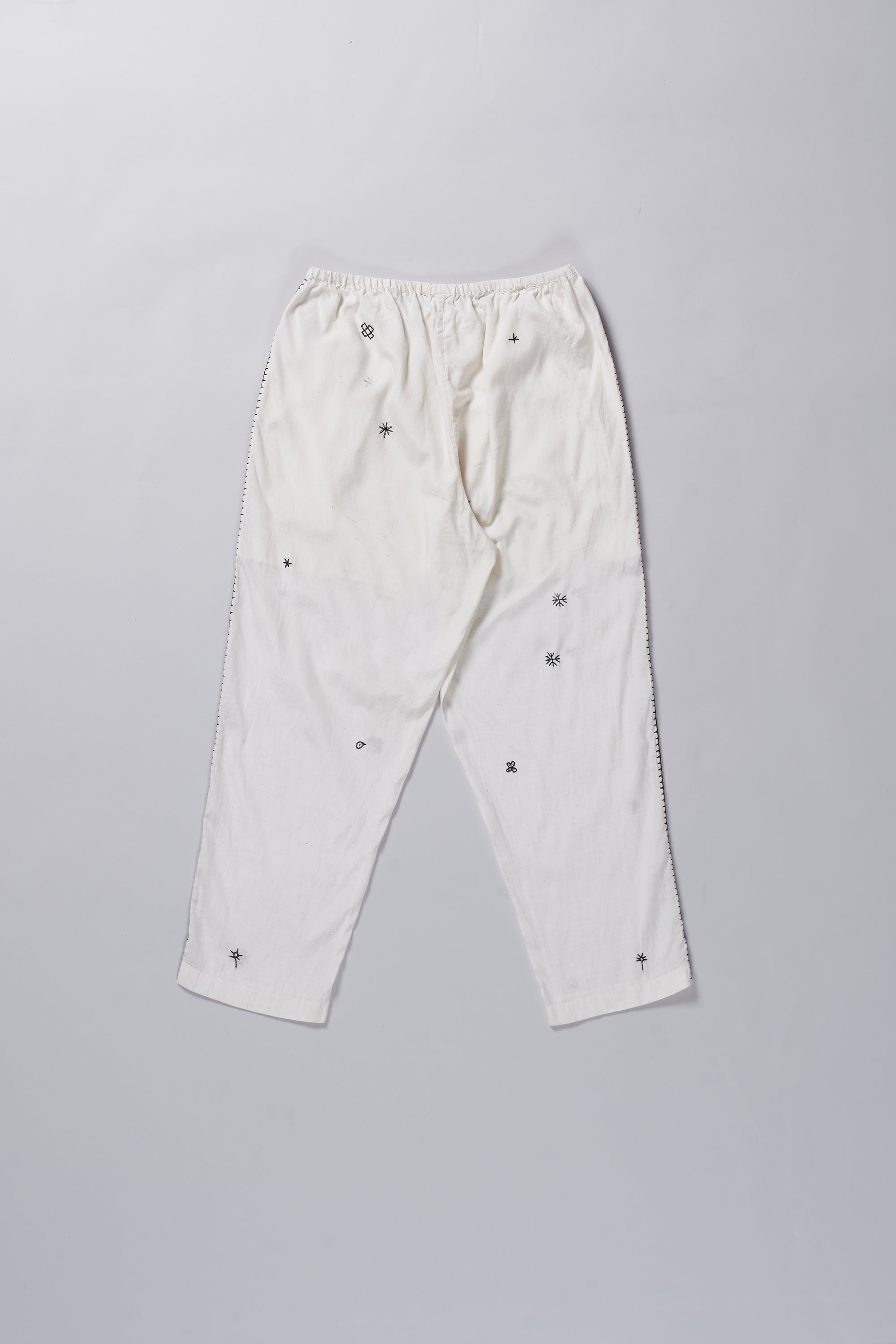 ECRU WITH HAND EMBROIDERY COTTON TROUSER