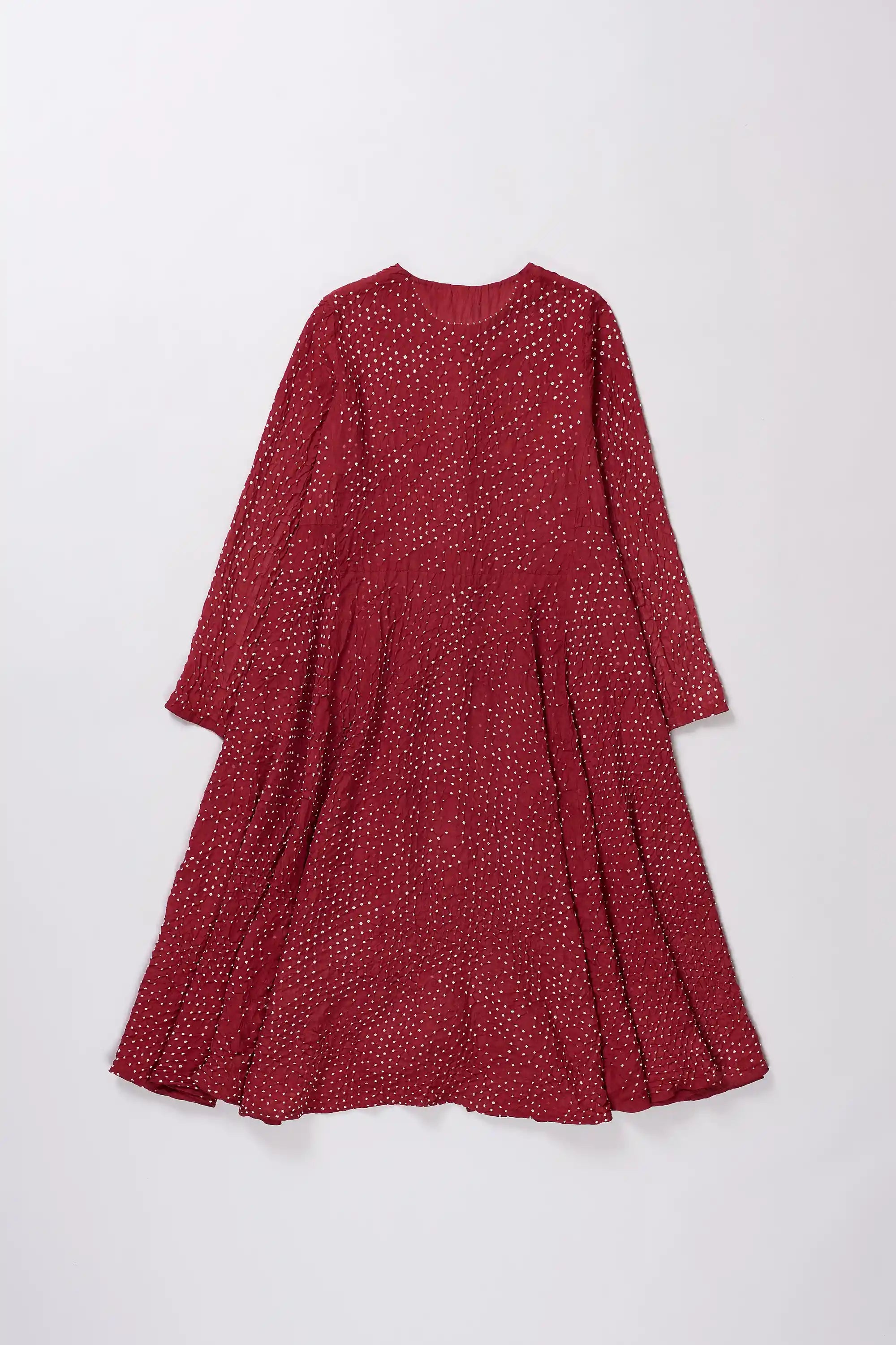 Bandhani Dress in Crimson Pink Dyed