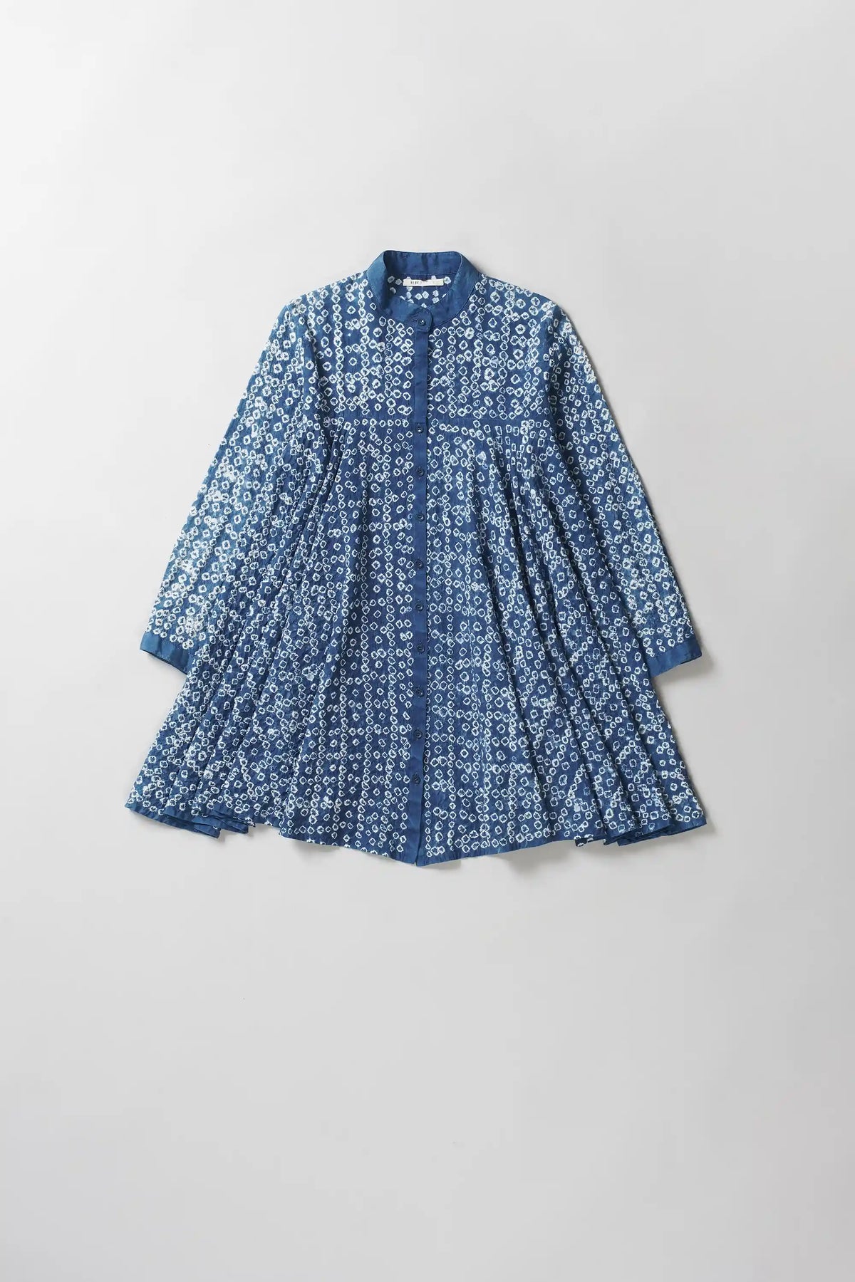 Medium indigo Cotton Silk Blend Women Shirt Dress