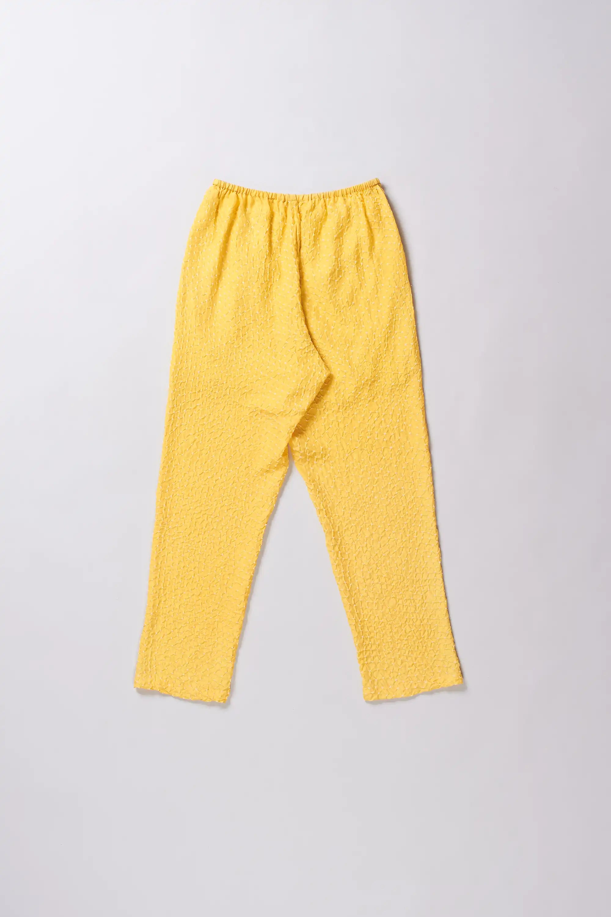 Lemon Yellow Silk With Bandhani Trouser