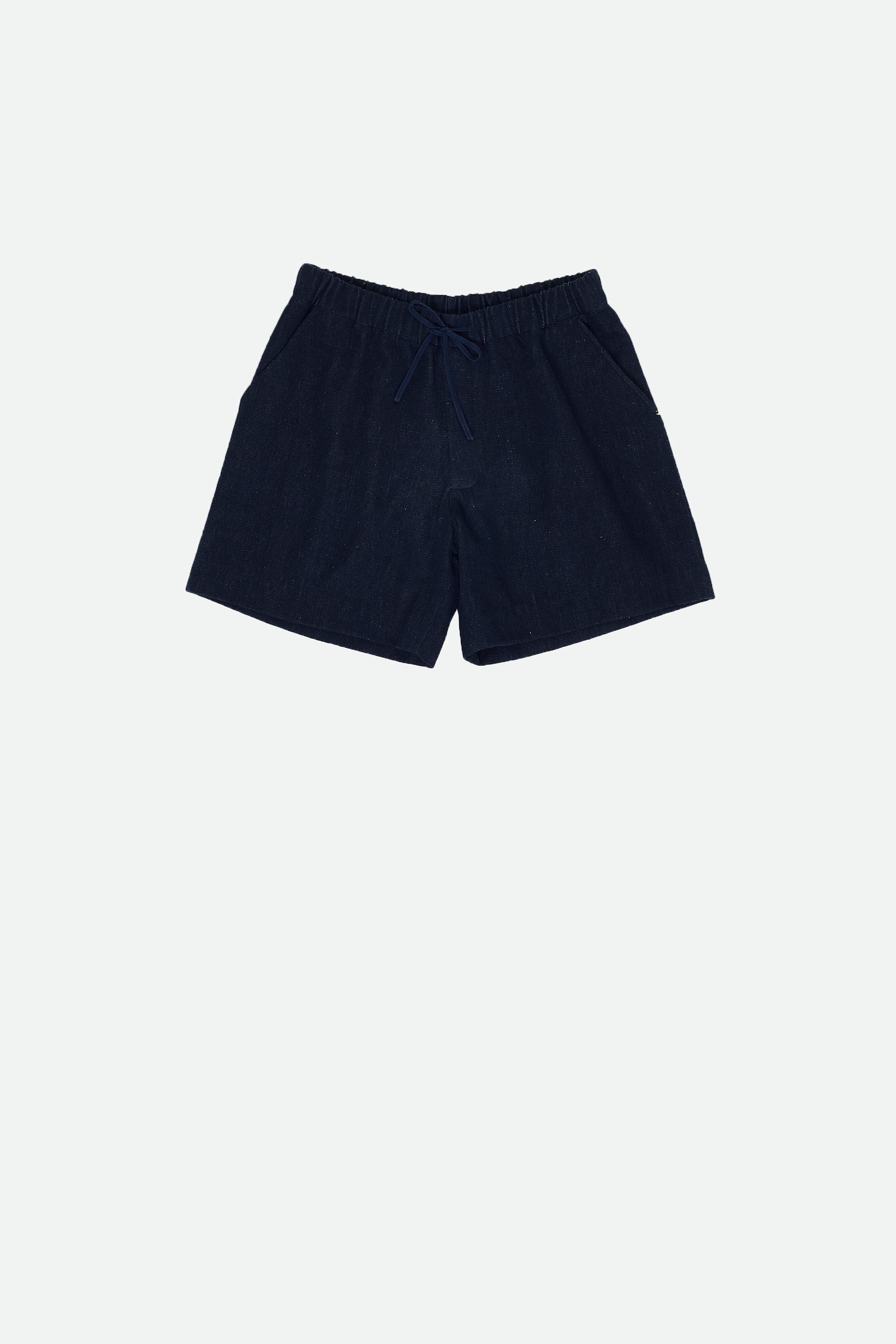 NATURAL INDIGO COTTON DRAWSTRING UNISEX SHORTS