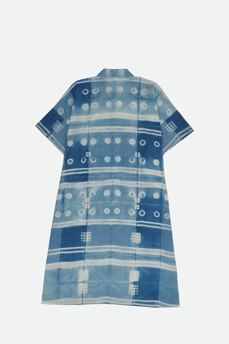 LIGHT INDIGO CLAMP DYE UNISEX DRESS