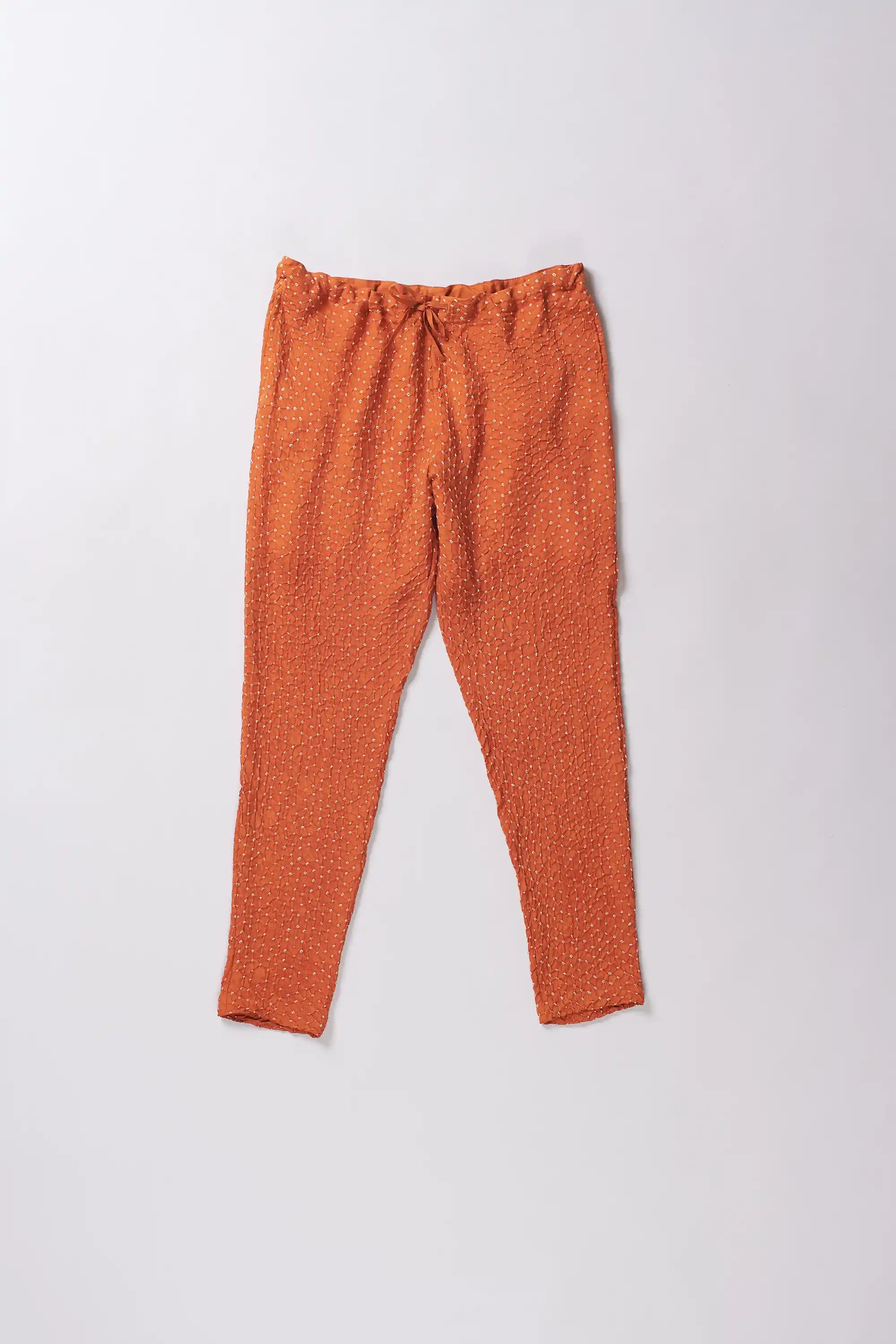 Sunset Orange Soft Silk Bandhani Pant