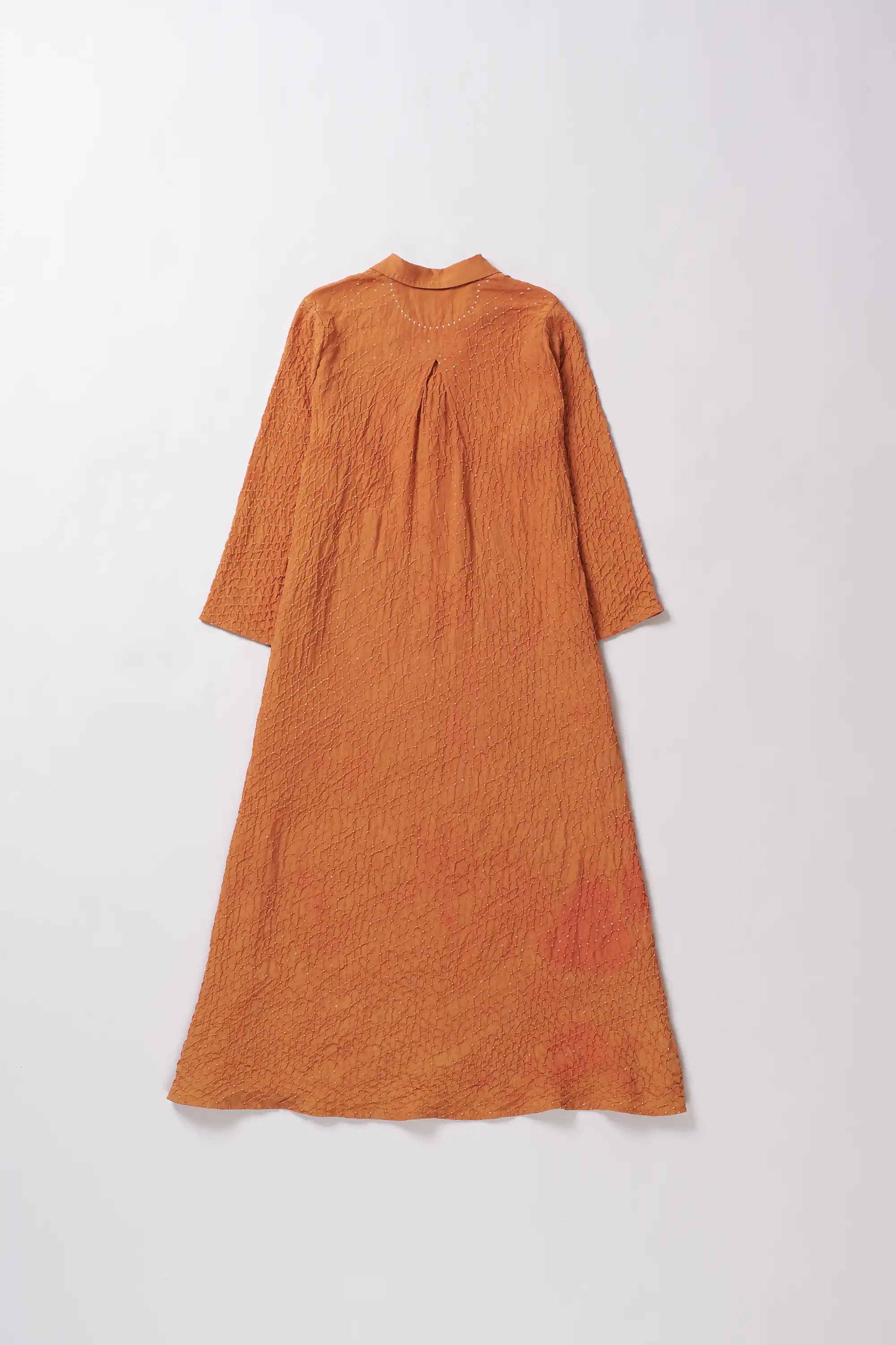 Sunset Orange Silk Bandhani Dress