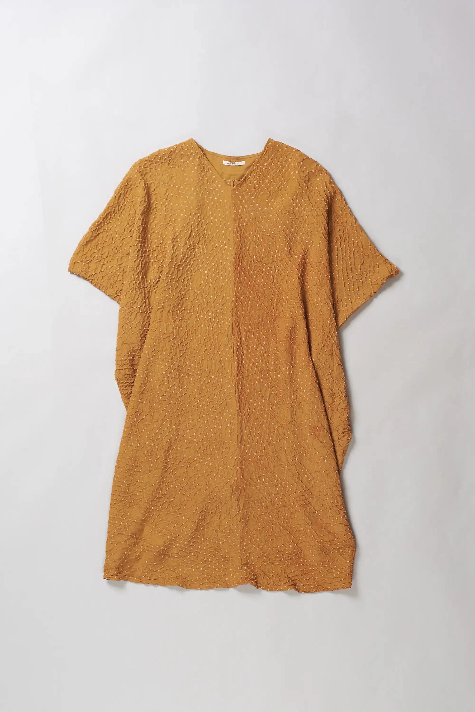 Mustard Yellow Silk Bandhani Dress